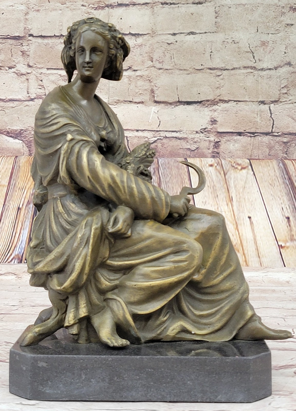 Hippolyte François Moreau (French, 1832–1927) Bronze Sculpture Entitled Farmer Girl