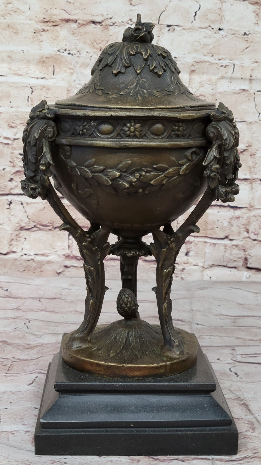 Louis XVI Style Bronze Mounted Urn: Handmade Keepsake Figure Hot Cast