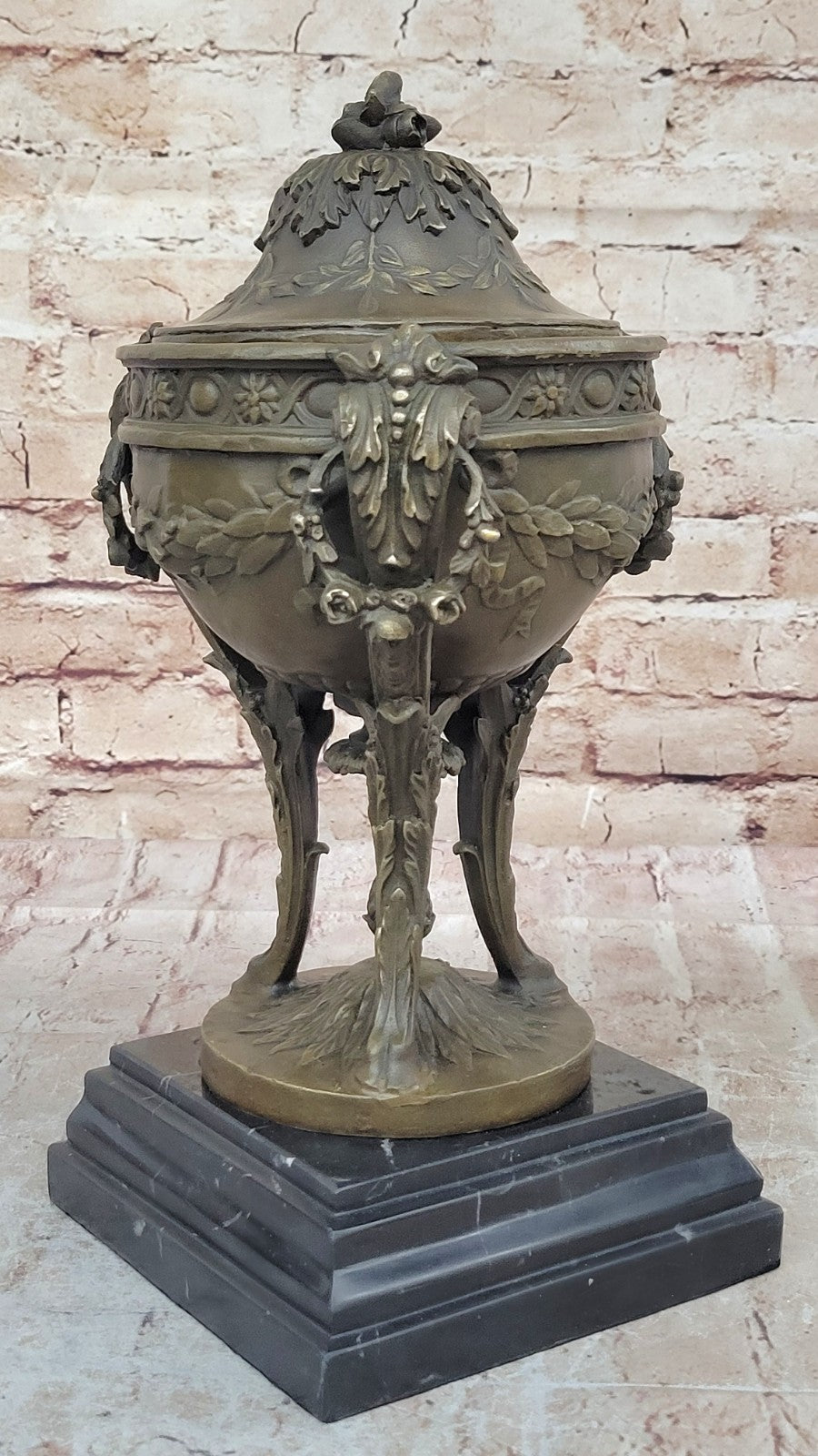 Louis XVI Style Bronze Mounted Urn: Handmade Keepsake Figure Hot Cast