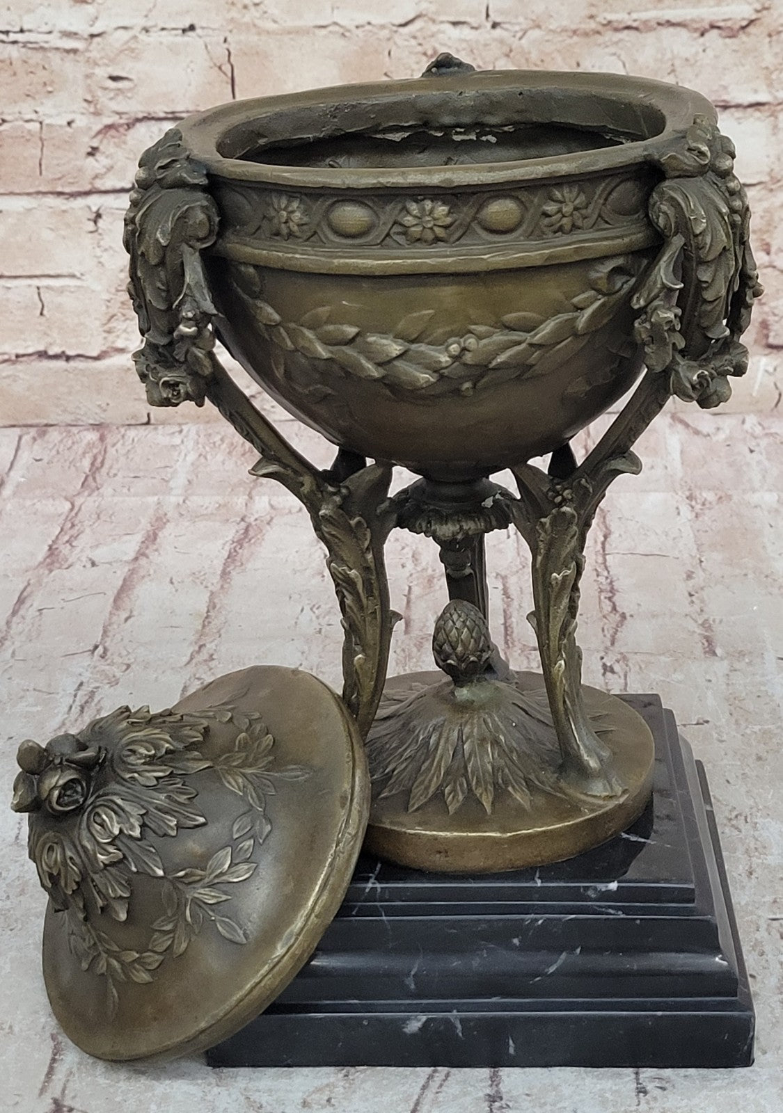 Louis XVI Style Bronze Mounted Urn: Handmade Keepsake Figure Hot Cast
