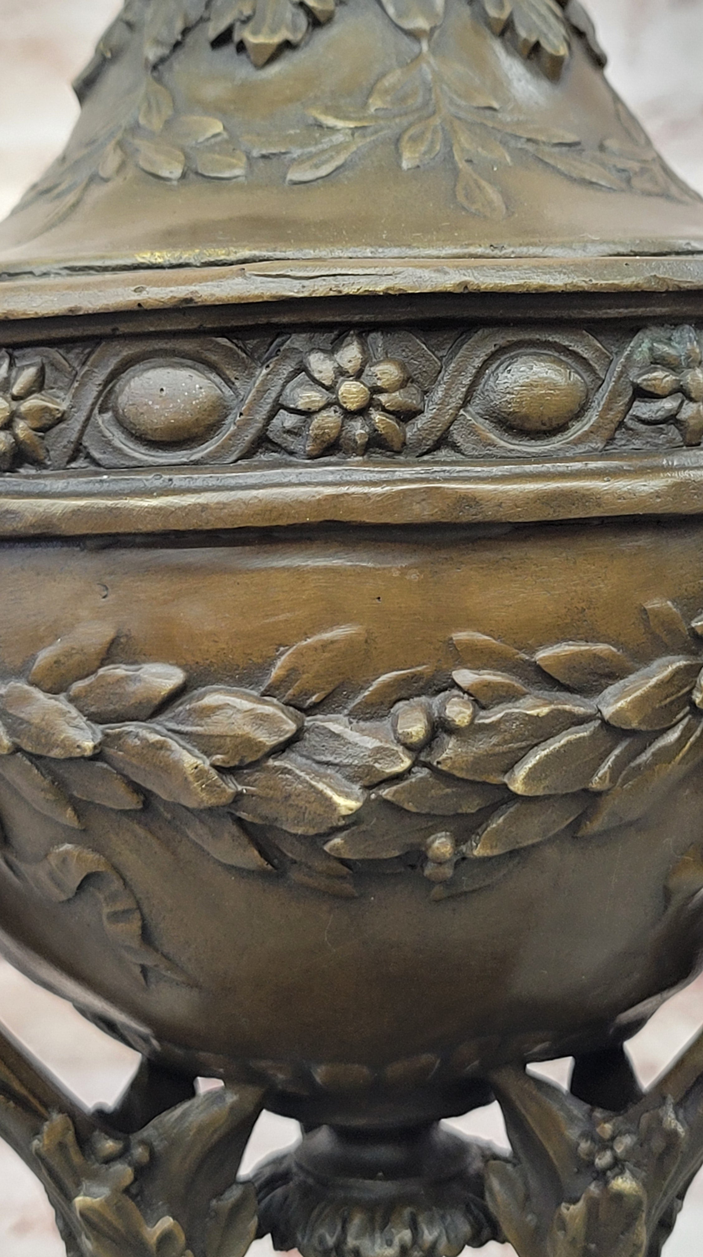 Louis XVI Style Bronze Mounted Urn: Handmade Keepsake Figure Hot Cast