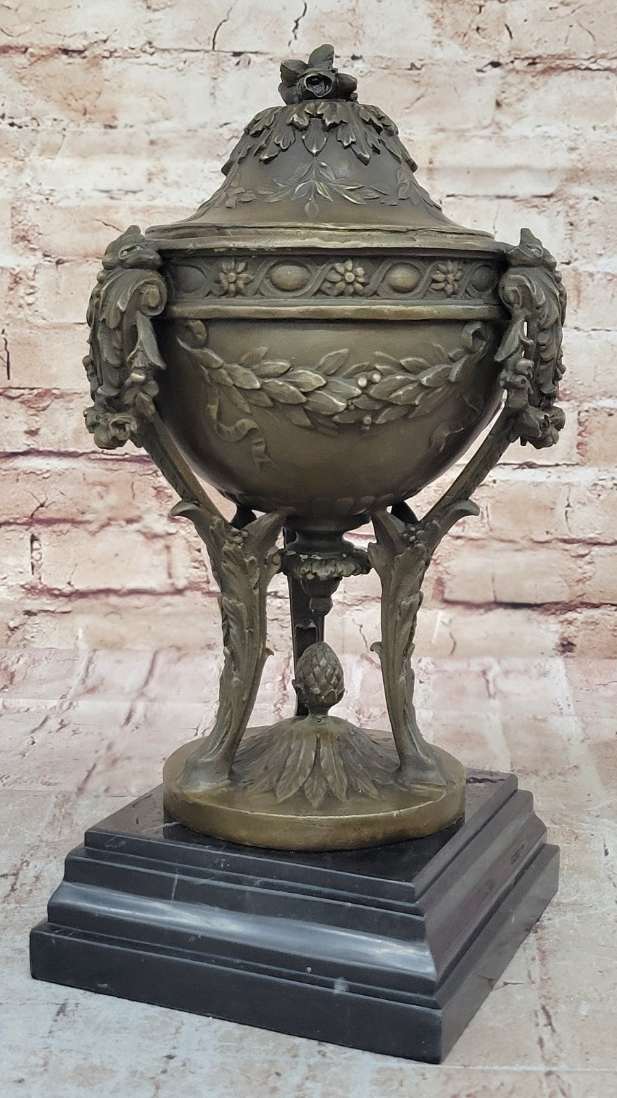 Louis XVI Style Bronze Mounted Urn: Handmade Keepsake Figure Hot Cast