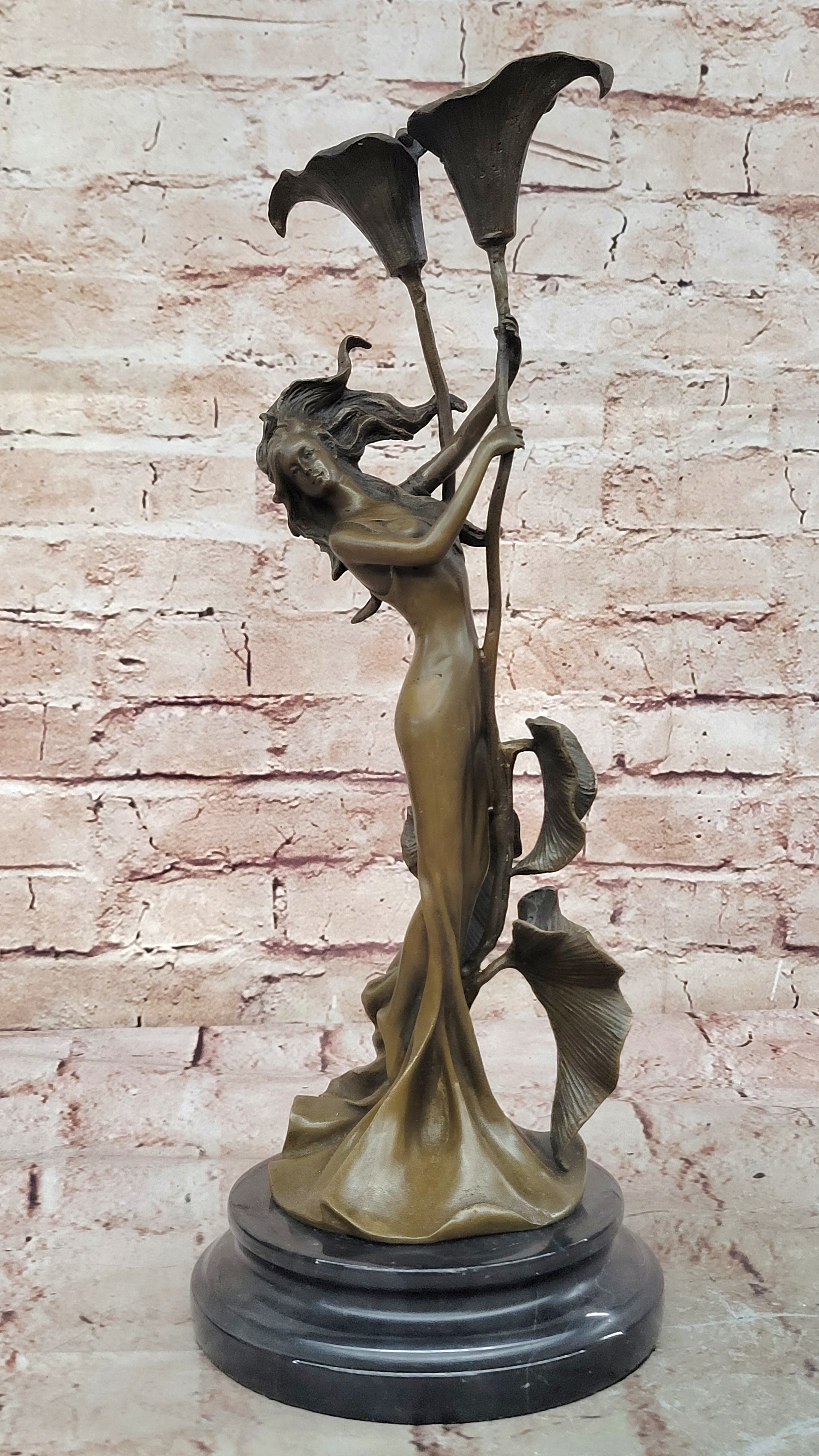 Hot Cast Bronze Art Deco Candleholder by Milo - Young Girl Figurines