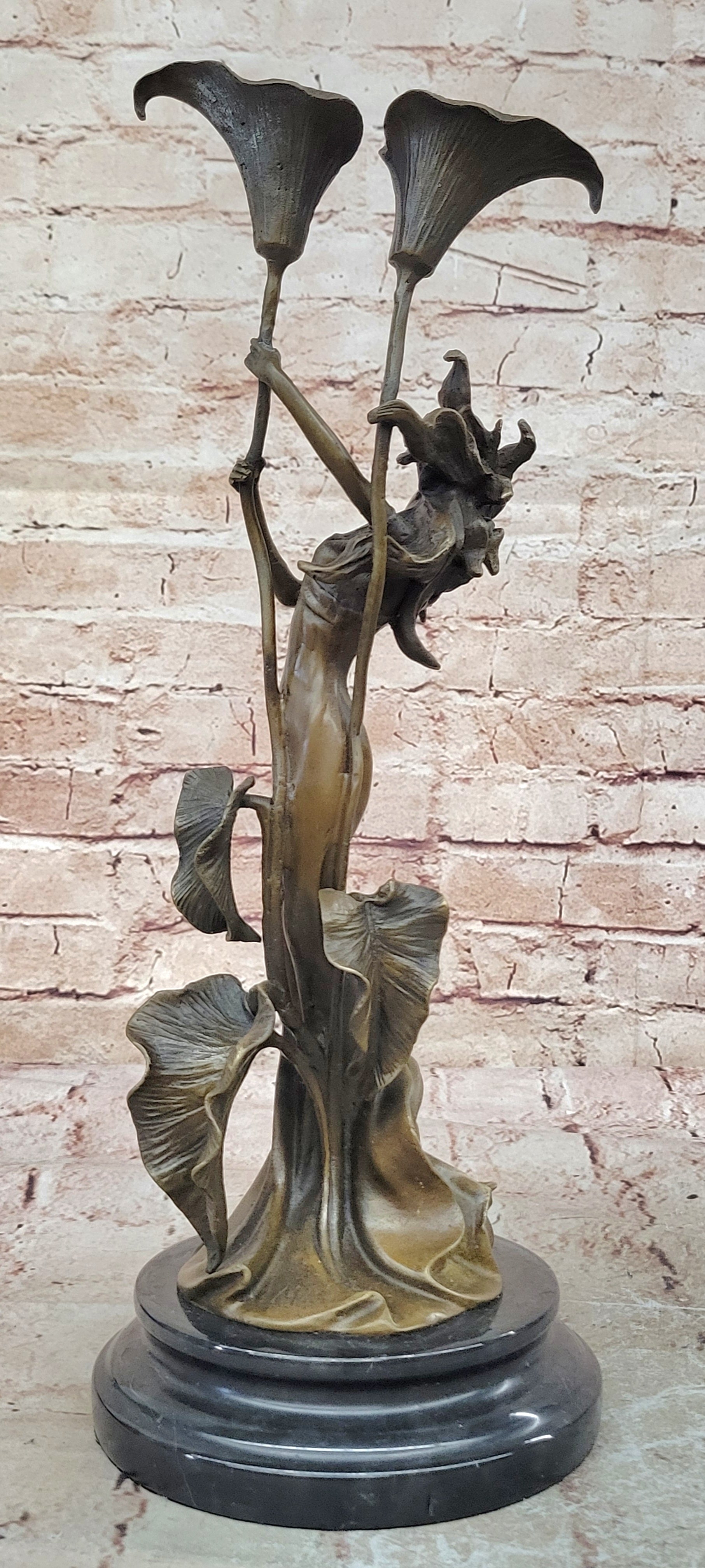 Hot Cast Bronze Art Deco Candleholder by Milo - Young Girl Figurines