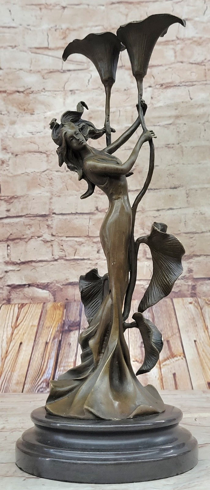 Hot Cast Bronze Art Deco Candleholder by Milo - Young Girl Figurines