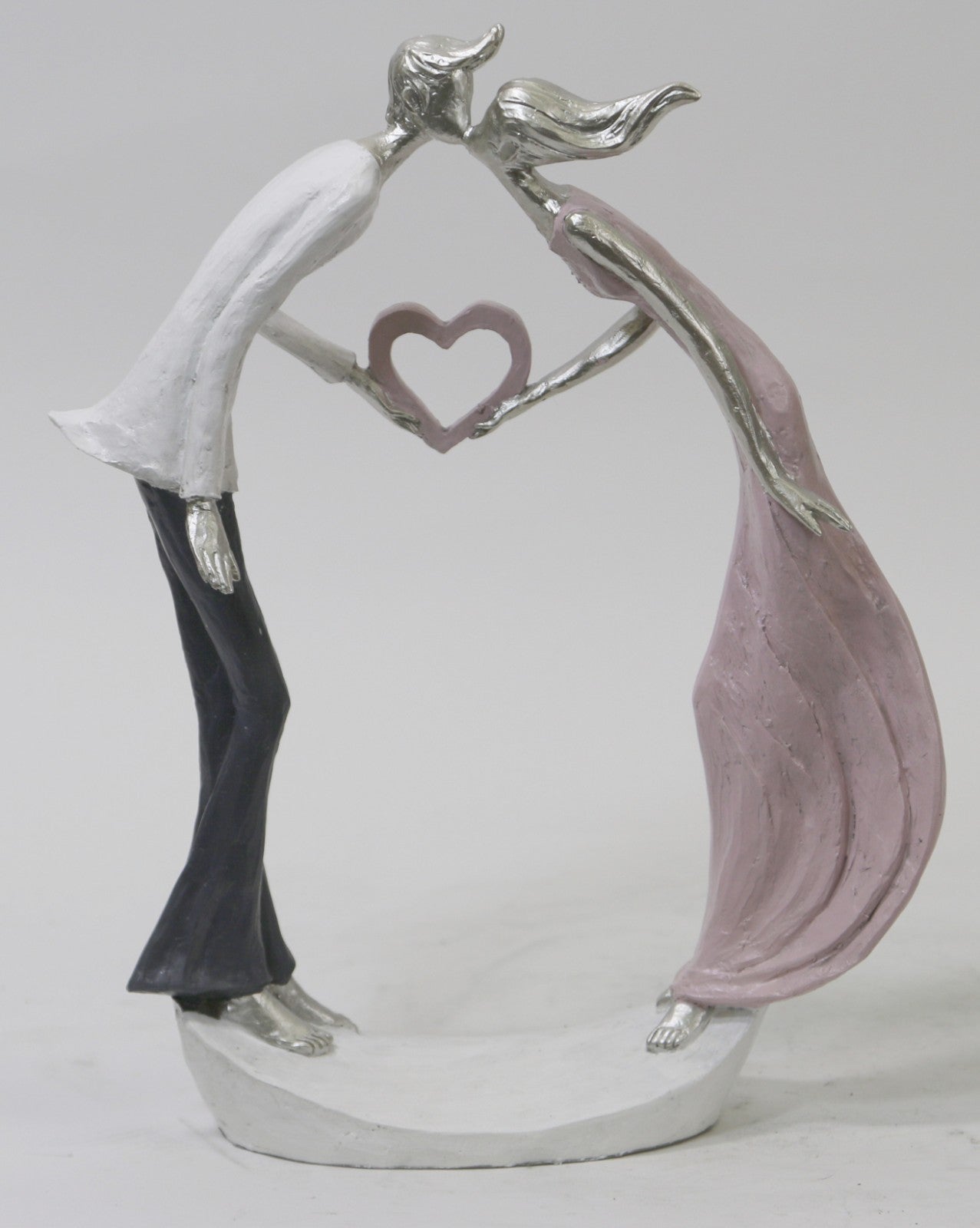 LOVERS KISSING Sculpture Young Male & Female Erotic Statue Silver Finish Sale
