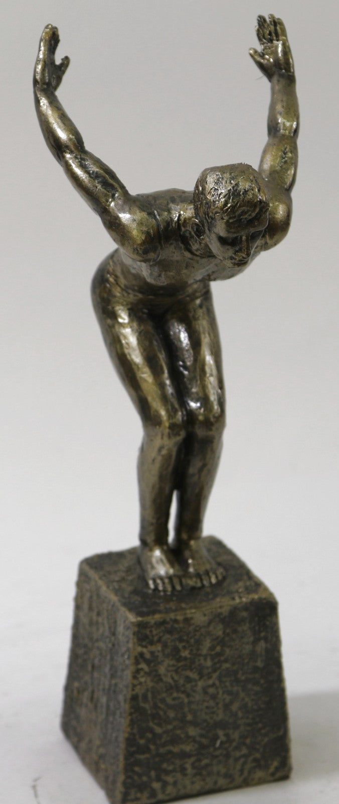 Hand Made Musular Man Swimming Trophy Diver Faux Bronze Sculpture Statue Figure