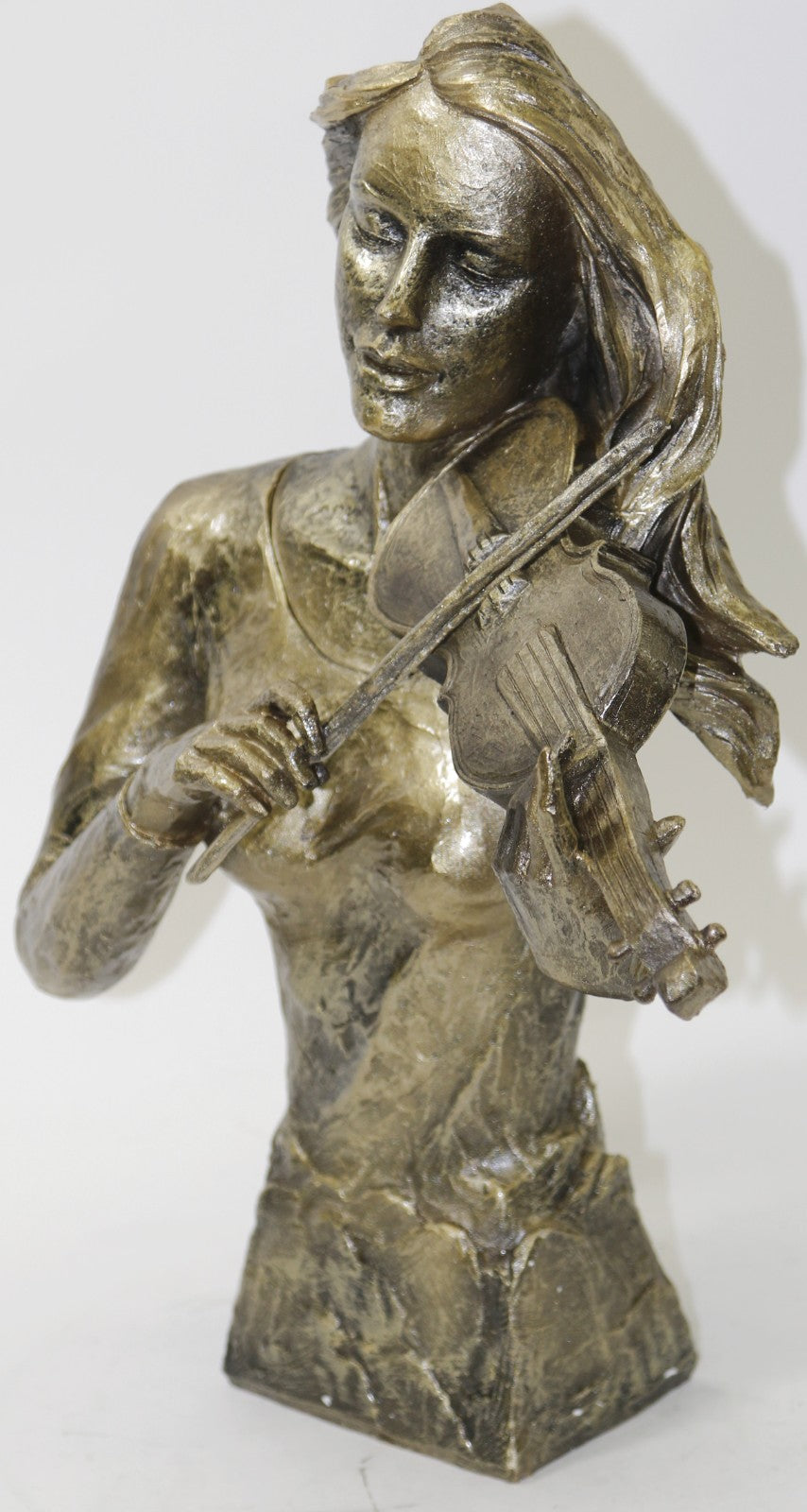 17" Height Abstract American Woman Violin Player Jazz Bronzed Sculpture Statue