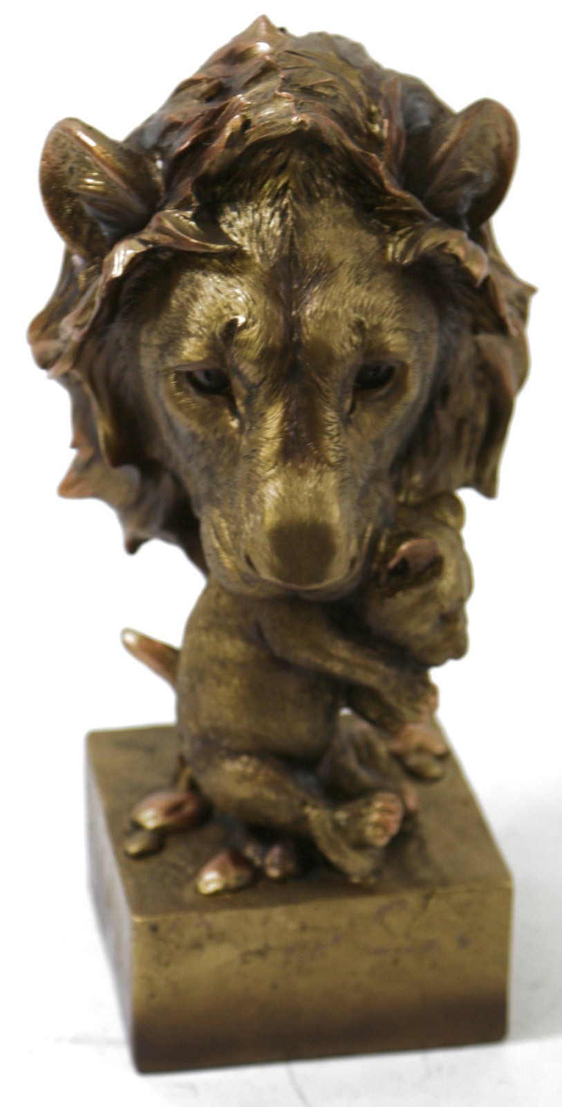 Handcrafted Detailed Lion and Baby Bronze Finish Artwork Sculpture Figurine
