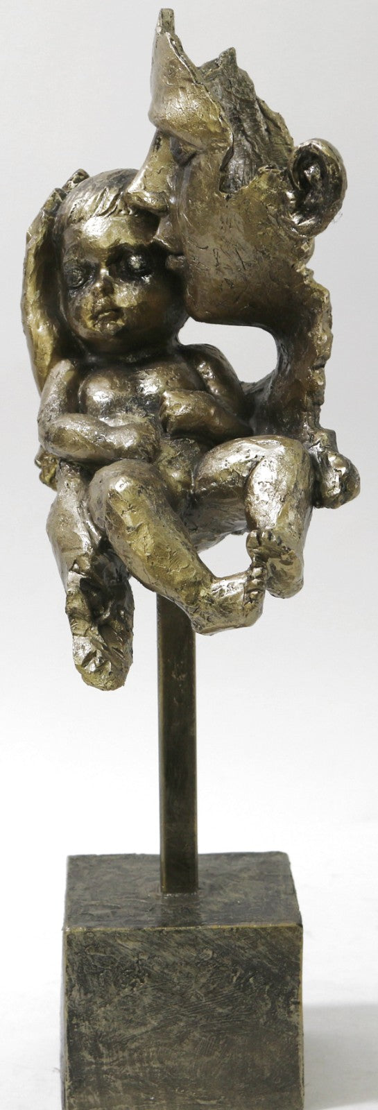 Art Deco Detailed Tender Moment Between Father and Little Boy Sculpture
