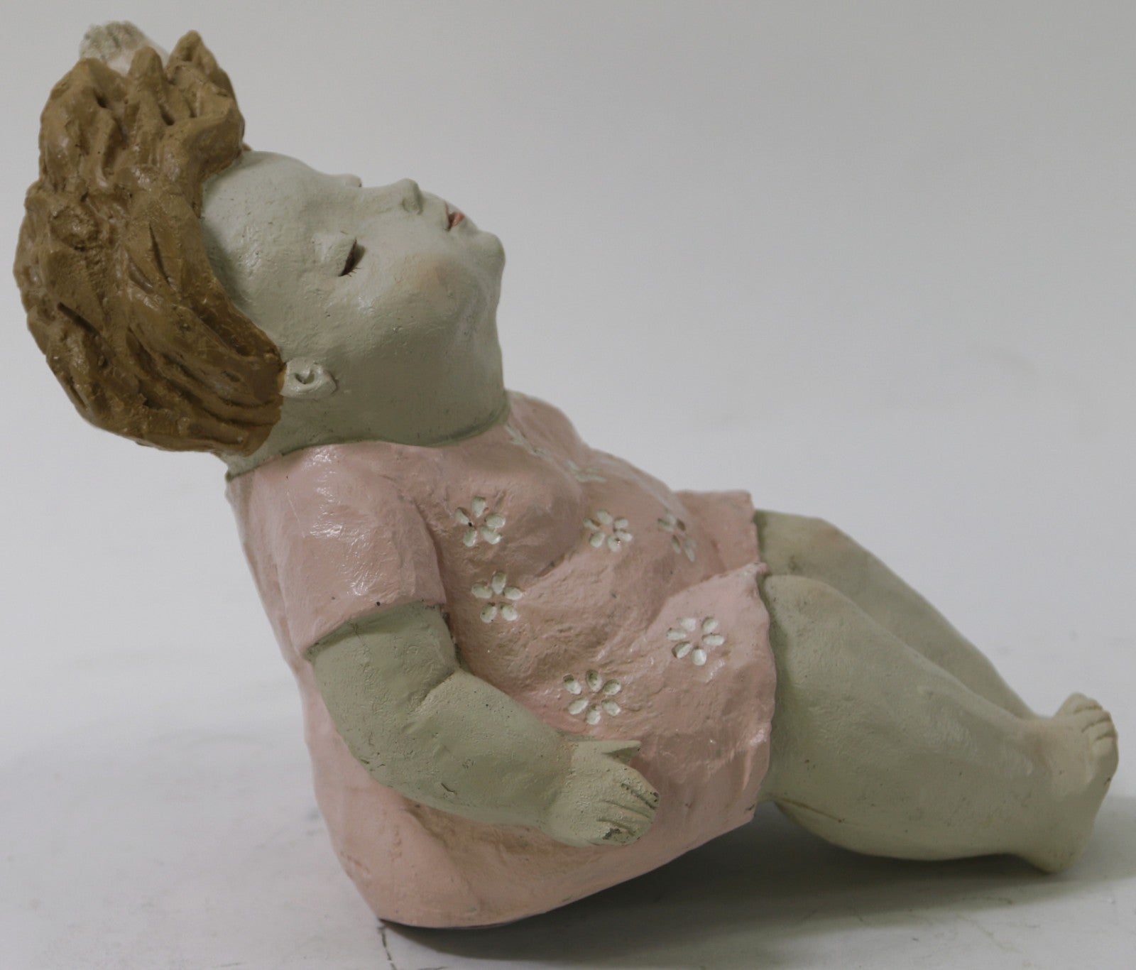 Large Botero Style Female Pink and Beige Contemporary Art Sculpture Statue