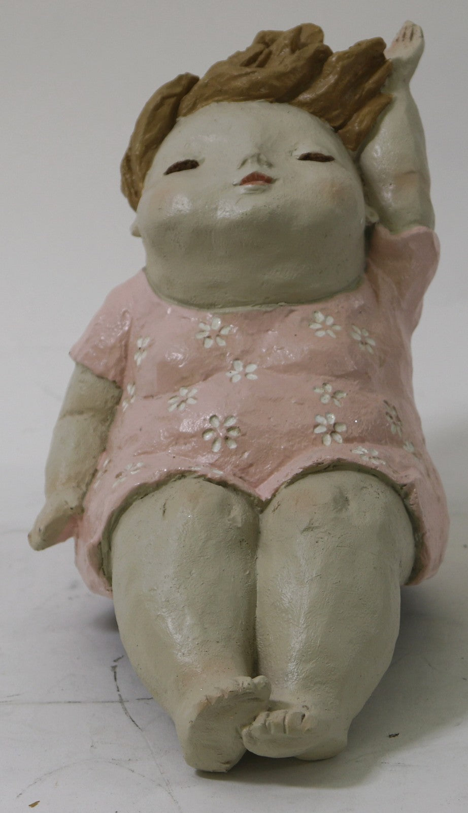 Large Botero Style Female Pink and Beige Contemporary Art Sculpture Statue