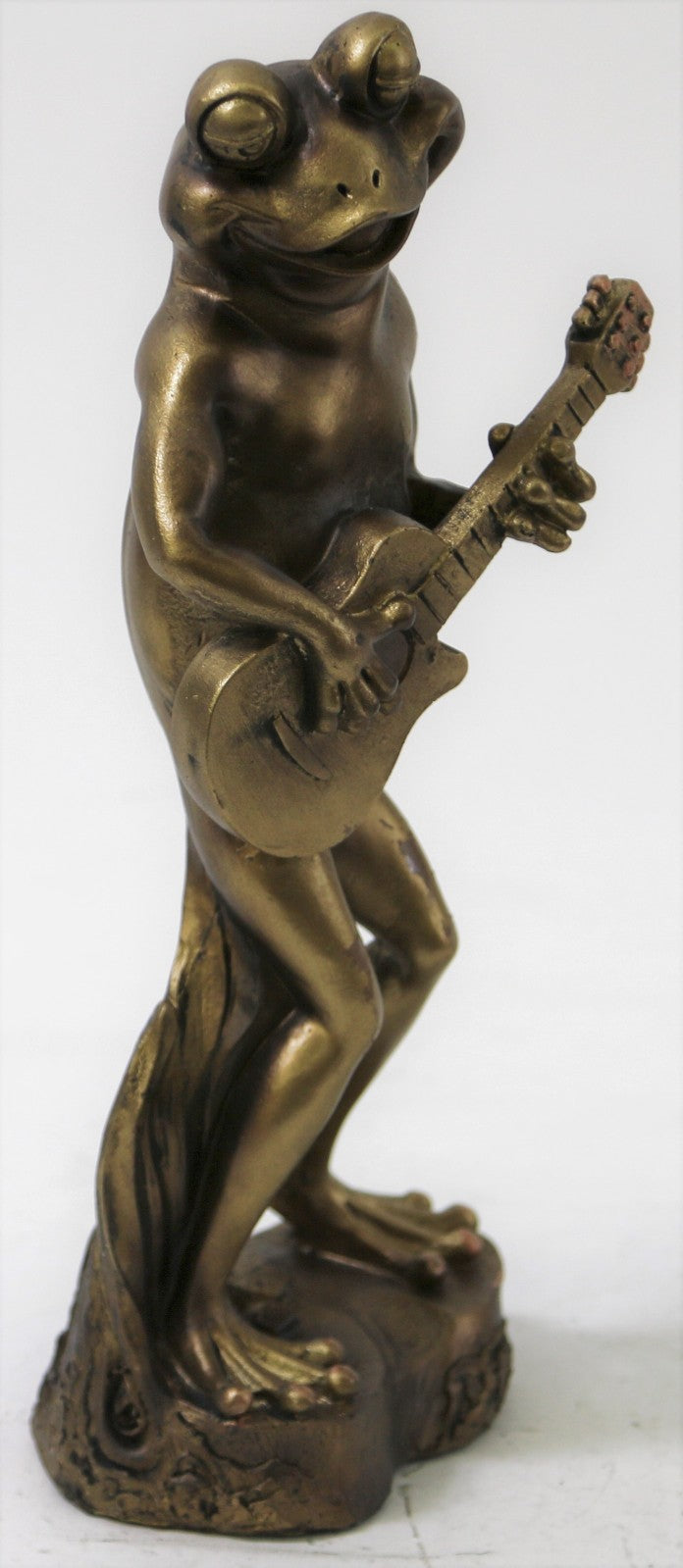 Handcrafted Original Artwork Frog Musician Guitar Player Cold Cast Bronze Statue