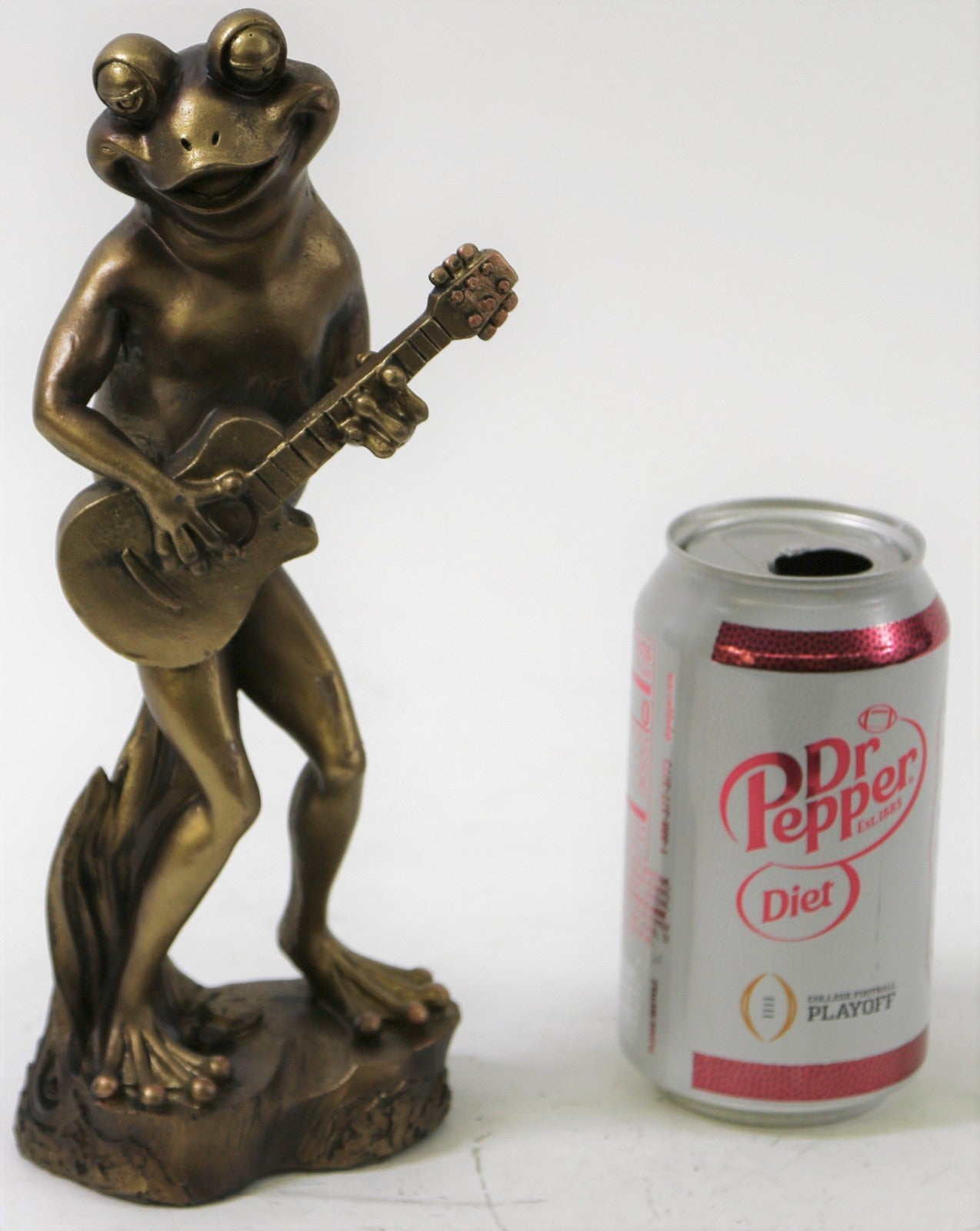 Handcrafted Original Artwork Frog Musician Guitar Player Cold Cast Bronze Statue