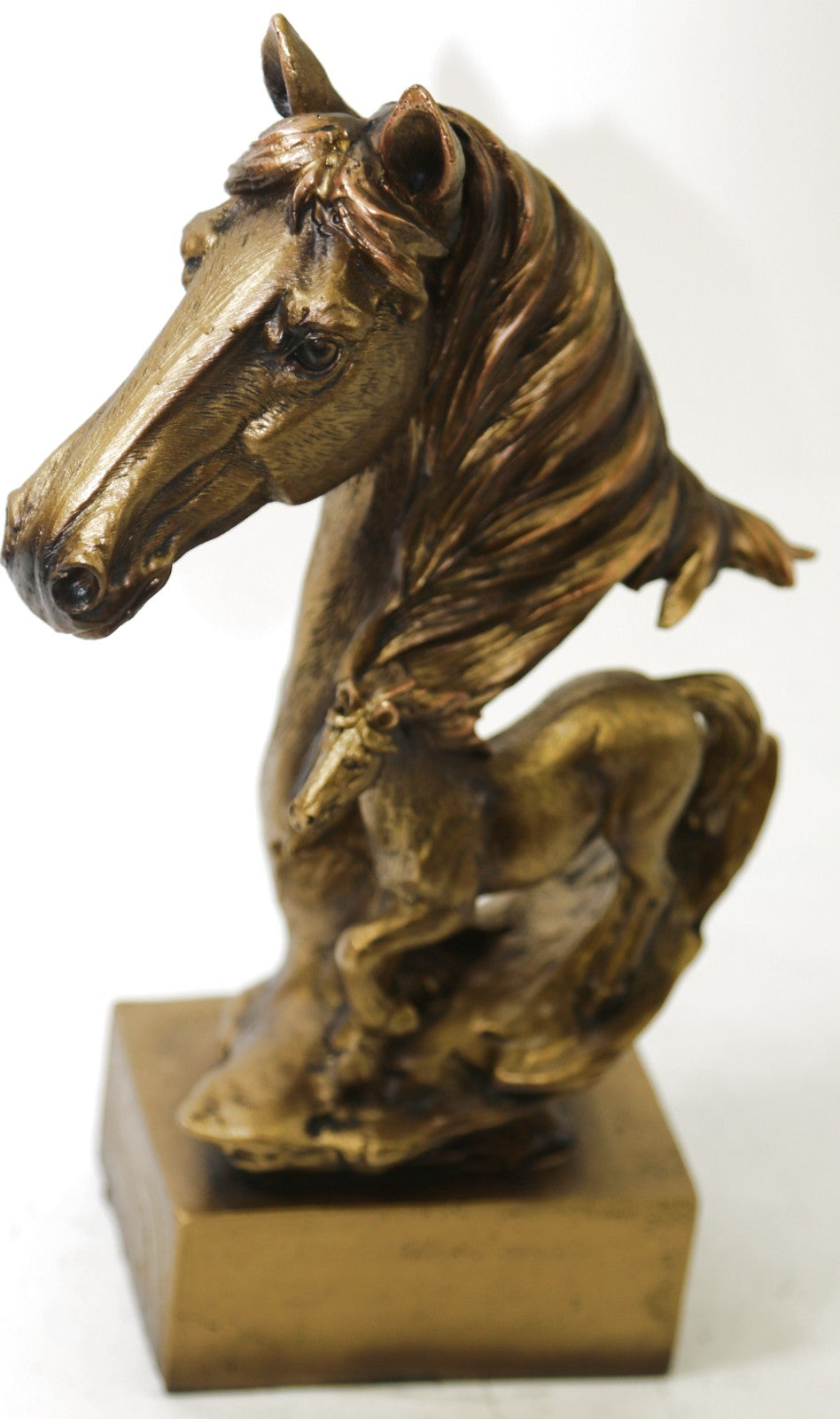 Galloping Western Stallions 15" Tall Table Sculpture Bronzed Statue Figurine