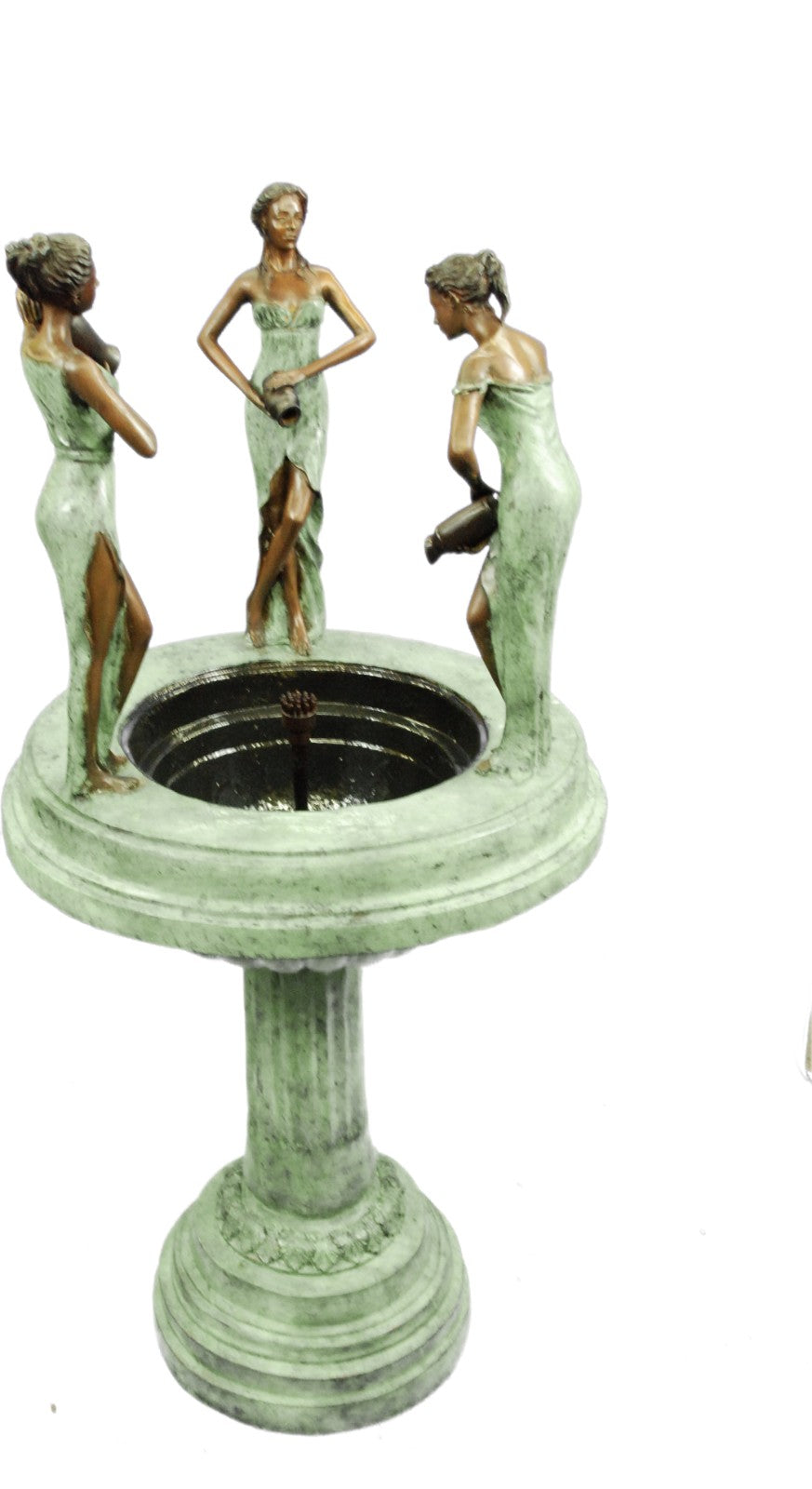 Signed Original Marius 3 Maiden Bronze Verdi Bronze Water Fountain Sculpture