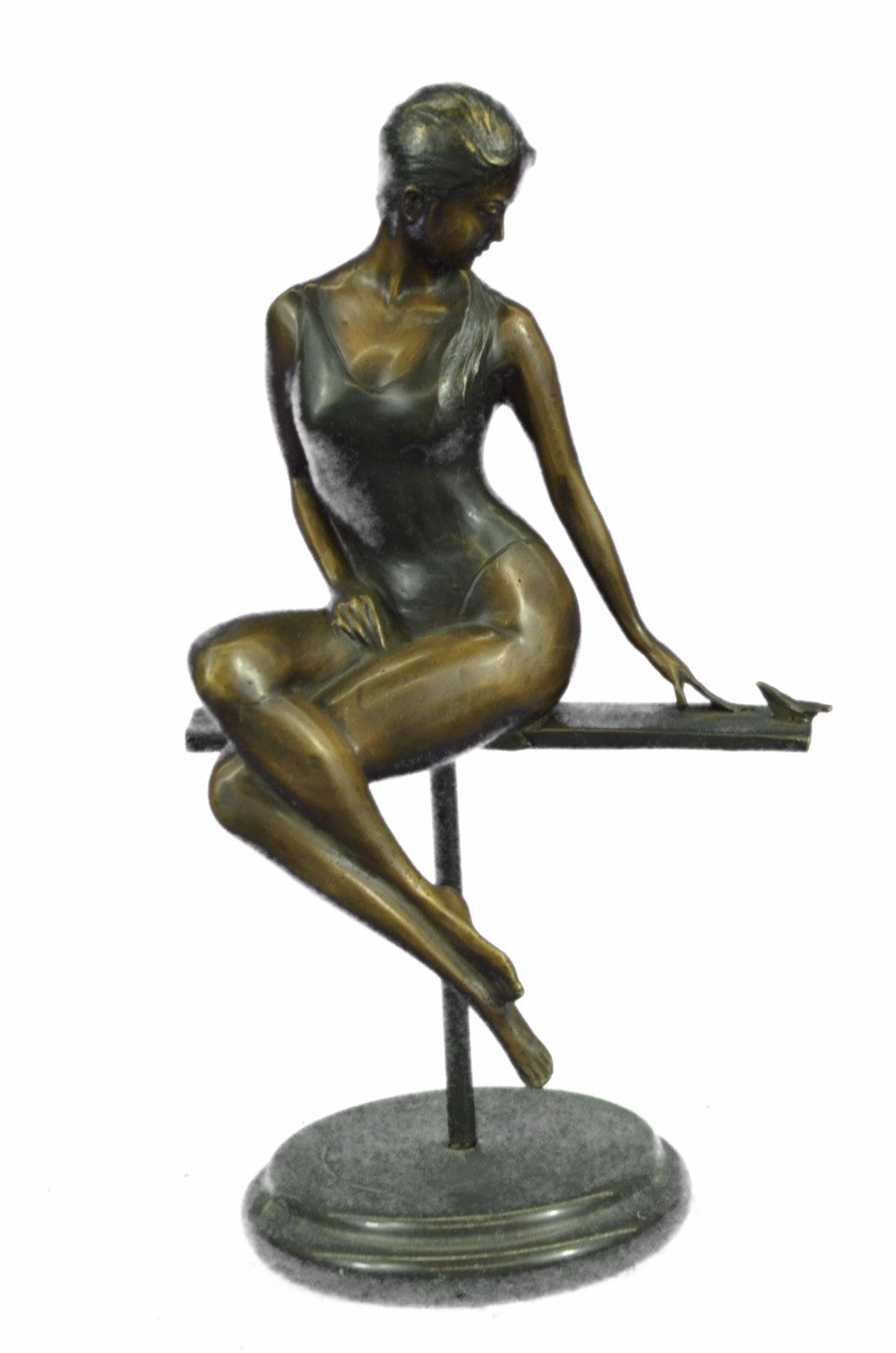 Hot Cast Semi Nude Female Woman Lady With Bird Bronze Sculpture Statue Figurine
