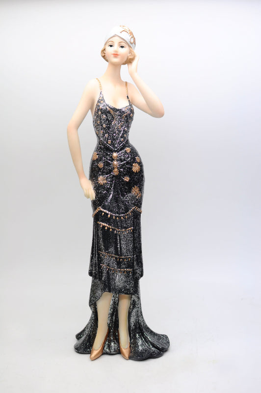 Polyresin Black and Golden Lady Statue Touch of Class Sculture Figurine Figure
