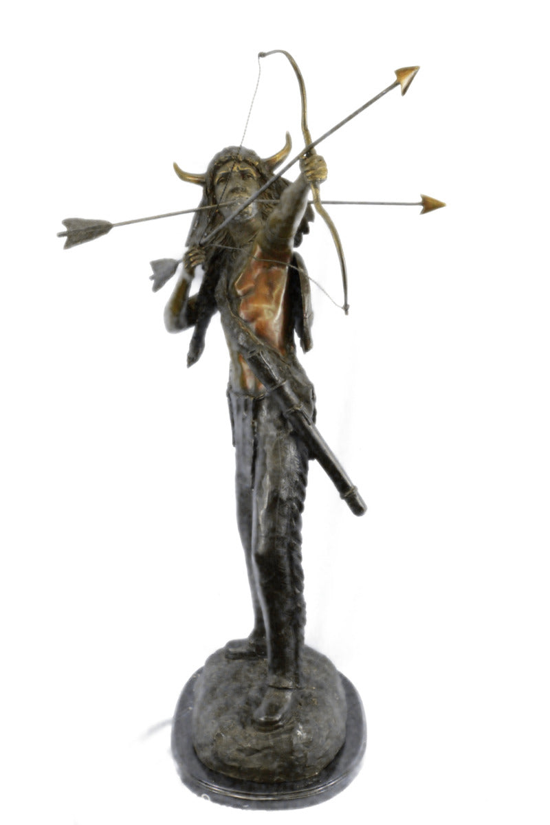 Signed Original Giancarlo Italian artist Indian warrior Bronze Sculpture