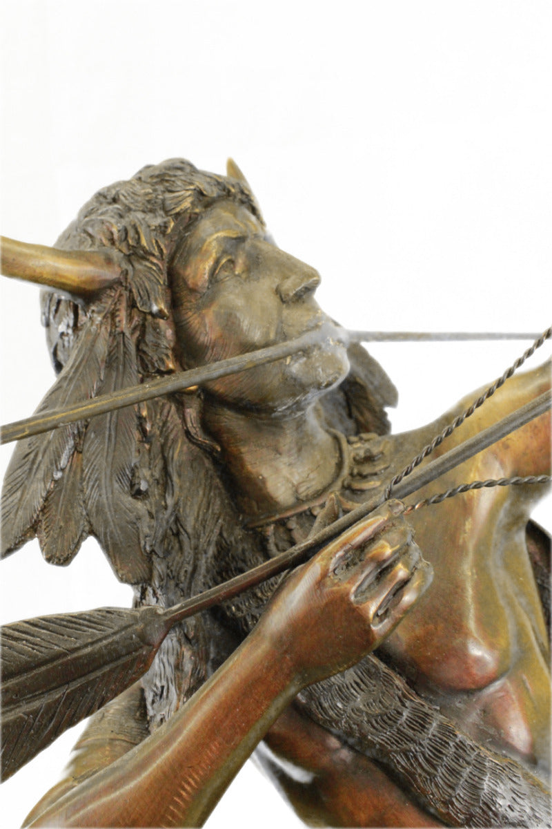 Signed Original Giancarlo Italian artist Indian warrior Bronze Sculpture