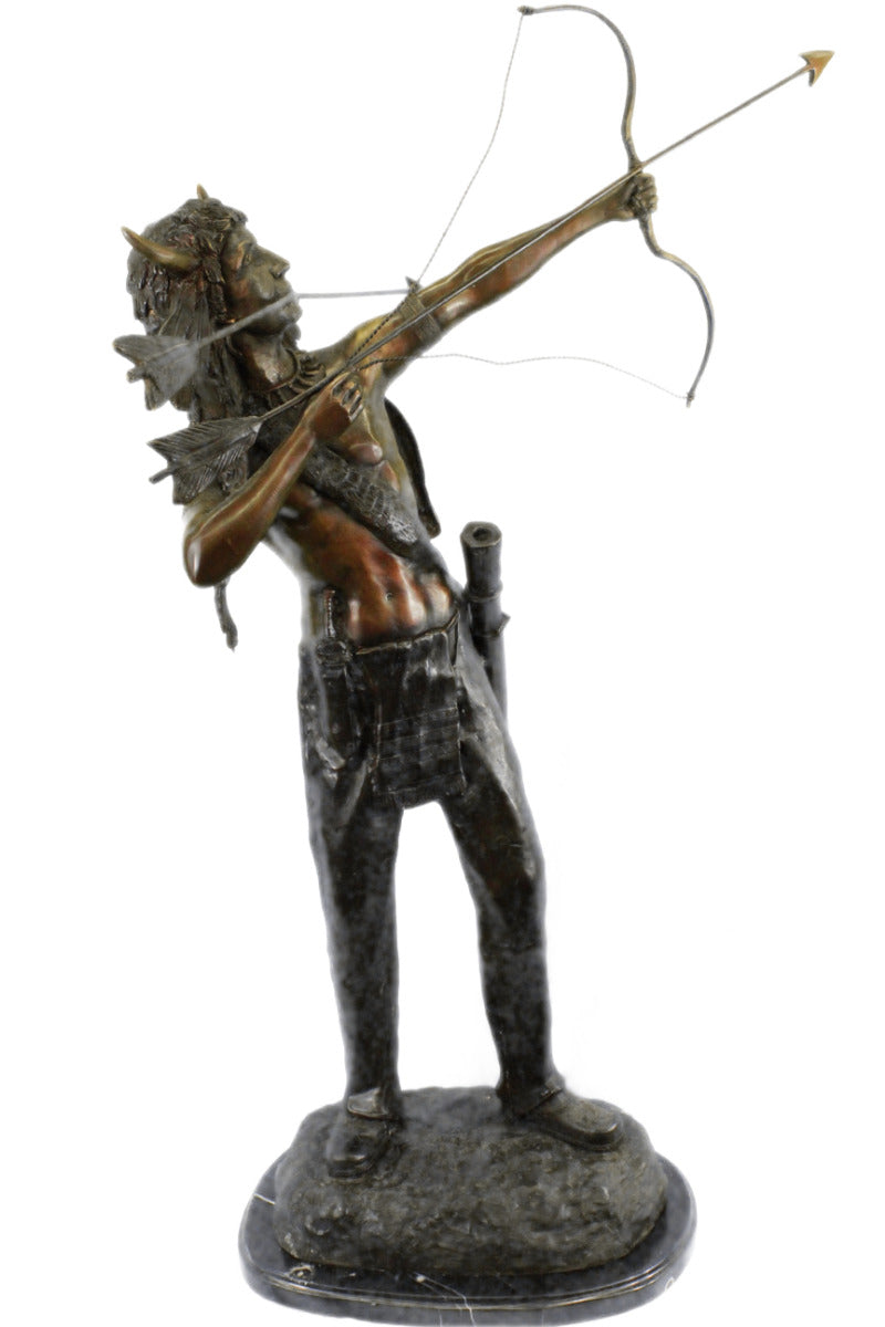 Signed Original Giancarlo Italian artist Indian warrior Bronze Sculpture