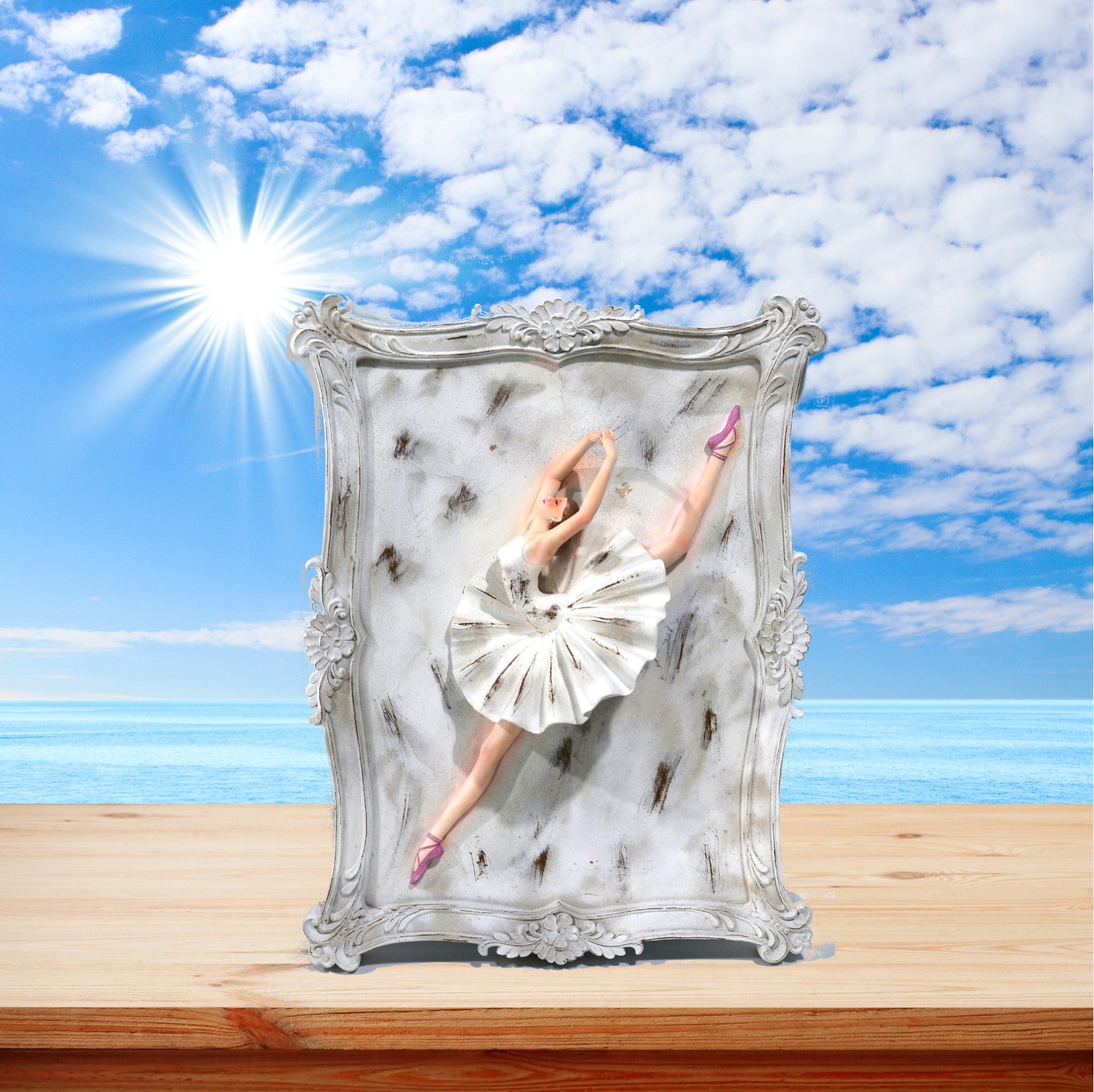 Extra Large Polystone Dancer Ballerina Collectible Sculpture Wall Mount Statue