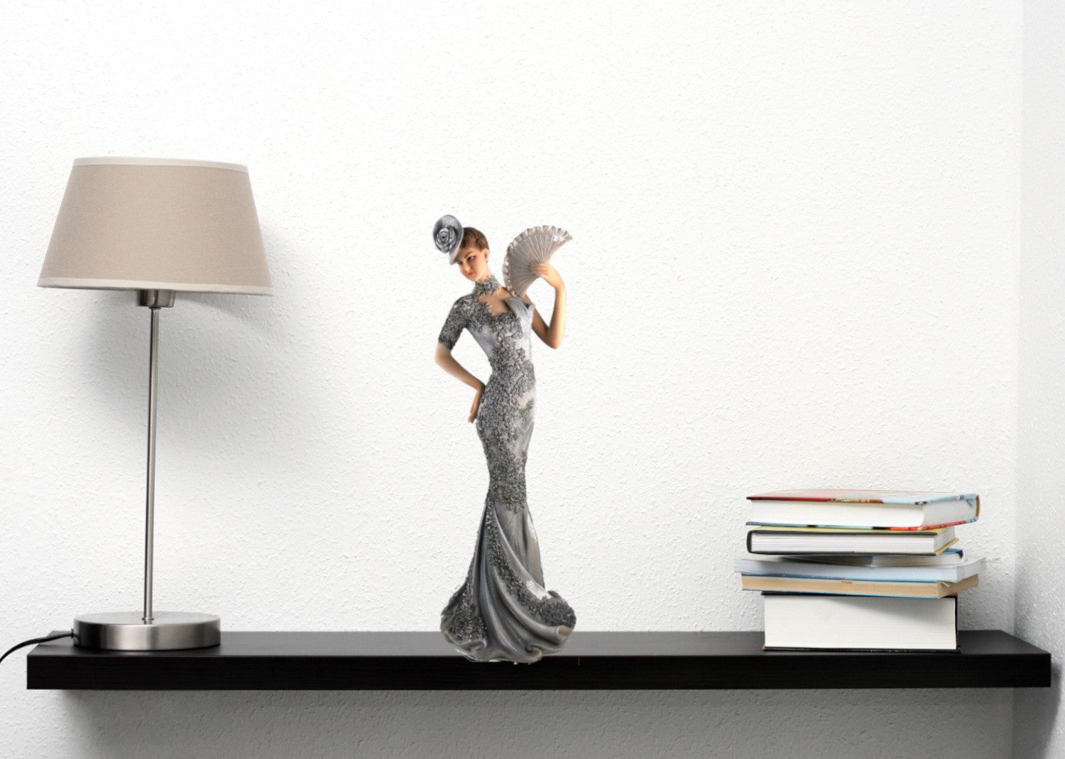 Collector Edition Collectible Sexy Cold Cast Figurine with Beaded Grey Dress Statue