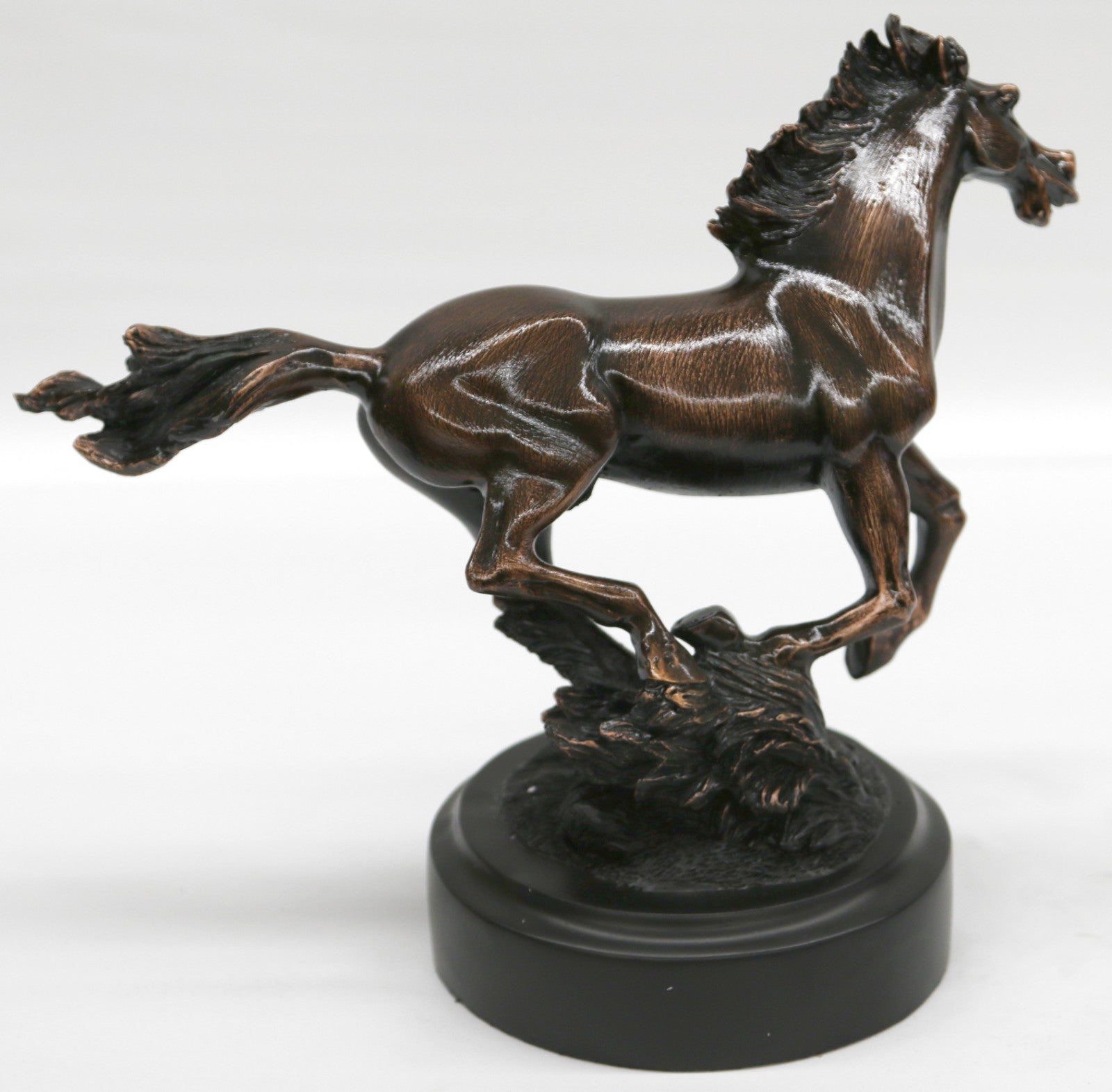 Galloping Bronze Stallion Horse Sculpture Fine Hand Made Artwork Home Decor