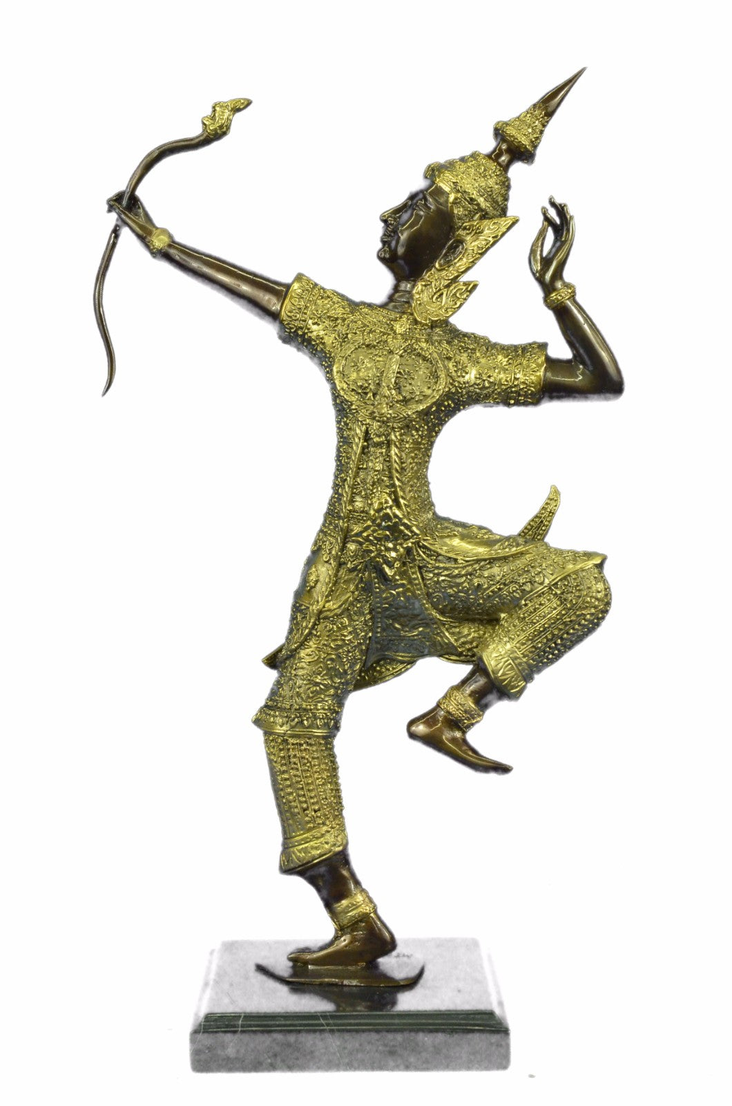 Hindu Amulet - Phra Rama Shot Bow - Exquisite Bronze Thai Statue Sculpture