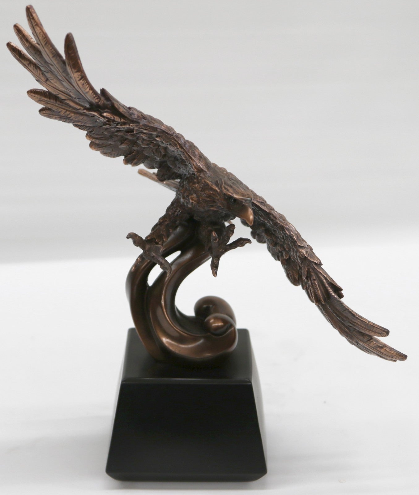 Exquisite Hand Carved and Painted Bronzed American Bald Eagle Folk Art Sculpture