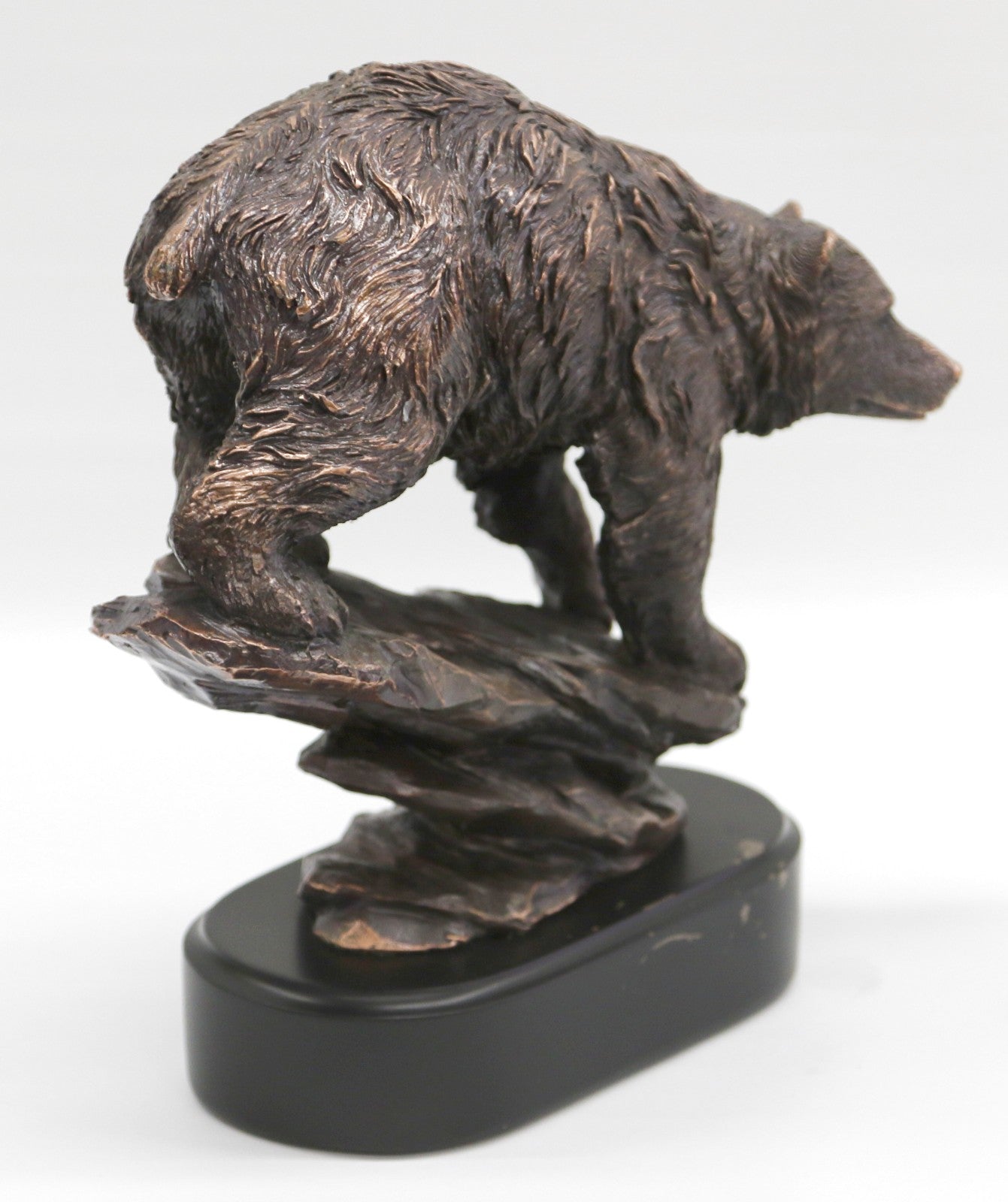 Grizzly Bear on Rock Bronze Effect Sculpture Art Deco Figurine With Black Base