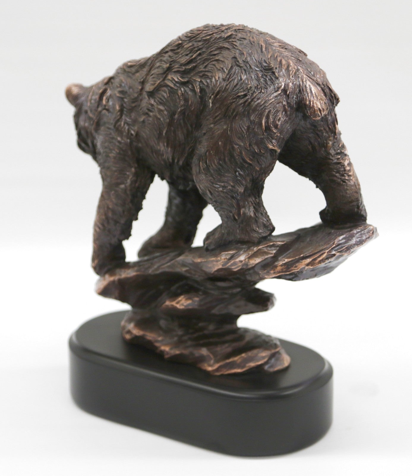 Grizzly Bear on Rock Bronze Effect Sculpture Art Deco Figurine With Black Base