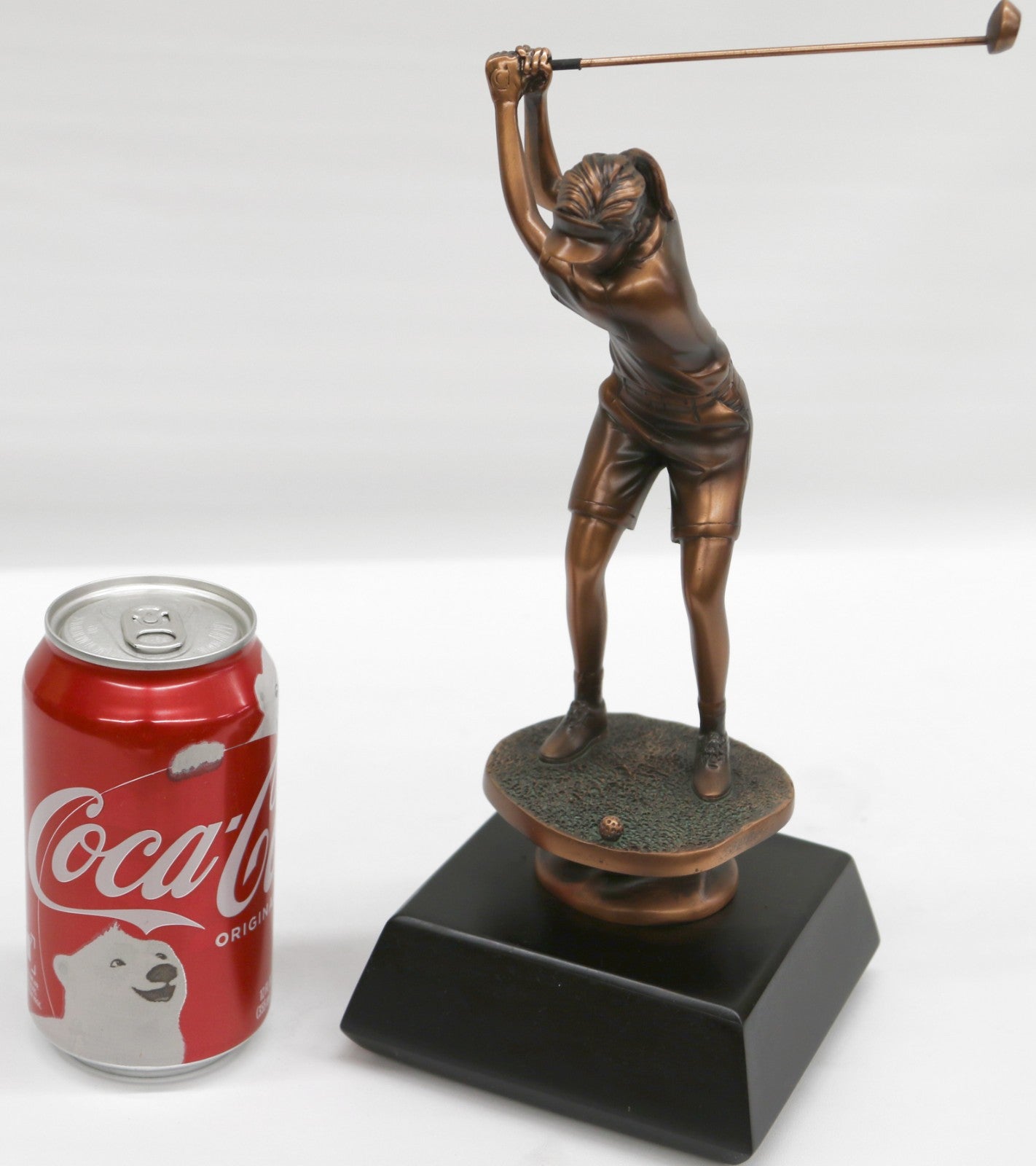 Golfer Bronze Plated Golf Statue Sculpture Figure With Large Base Figurine