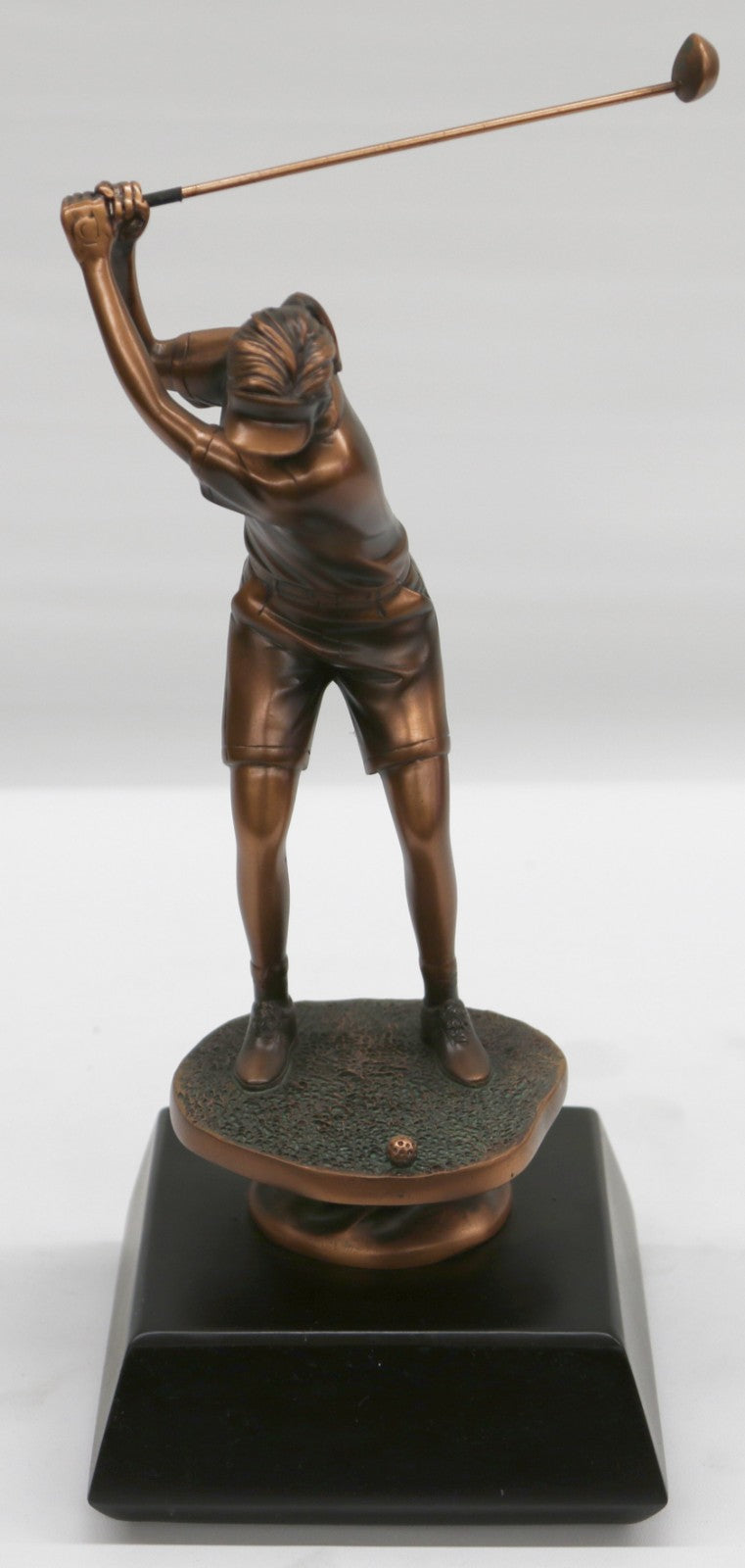 Golfer Bronze Plated Golf Statue Sculpture Figure With Large Base Figurine