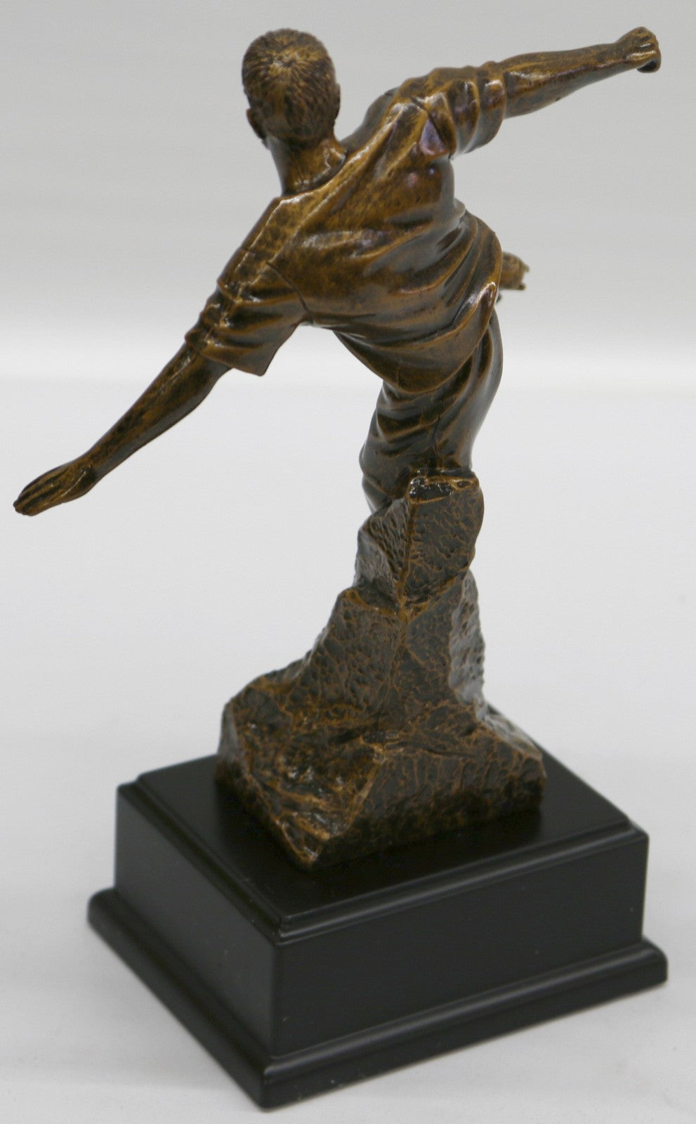 Hand Made Bronze Look Sculpture Football Soccer player Trophy Statue on Base