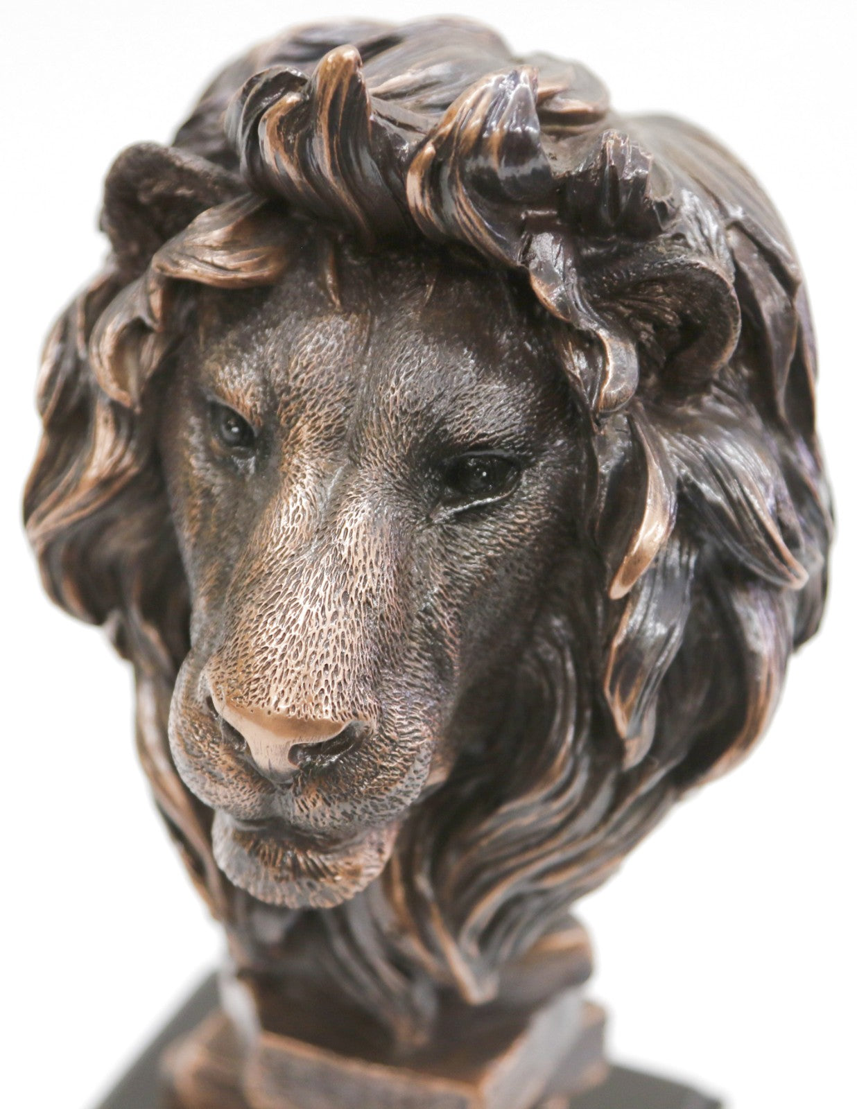 NEW Handcrafted Large LION Head Bust Plinth Mounted Animal Sculpture Art Statue