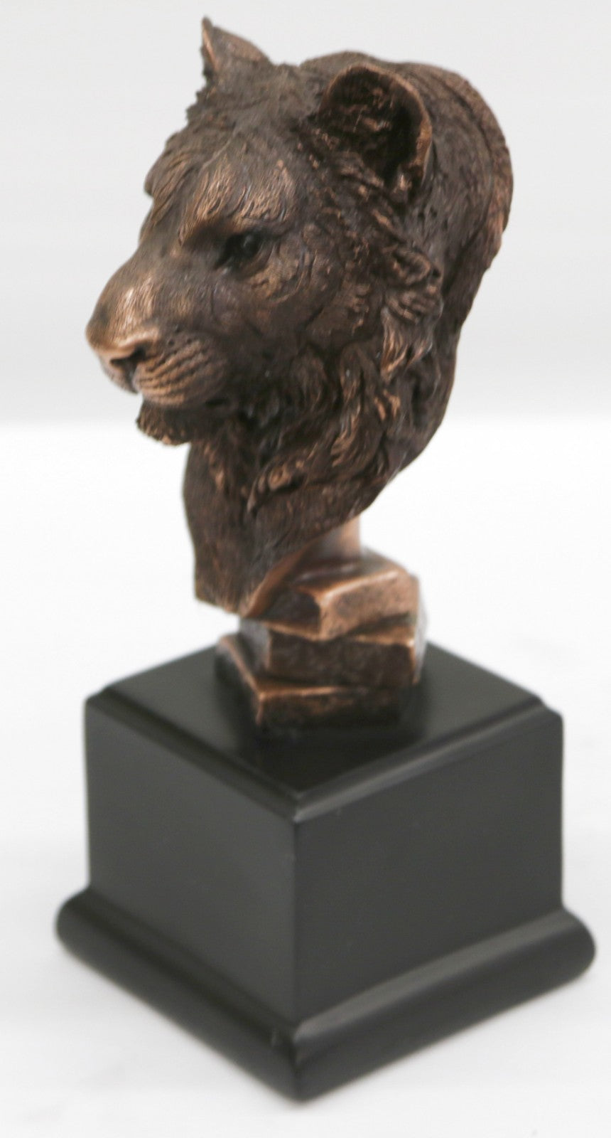 Abstract Mid Century Lion Head Bust Bronze Sculpture Black Base Figurine Sale