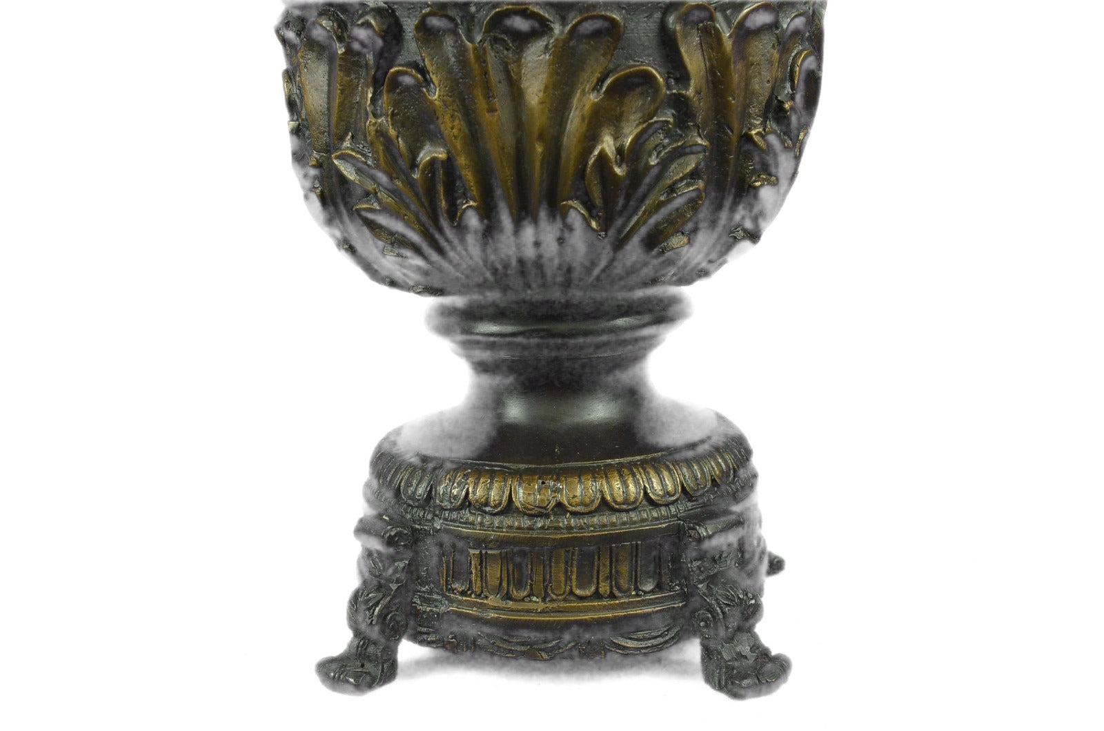 Vintage heavy solid bronze ornate Victorian figural vase pot brass Sculpture