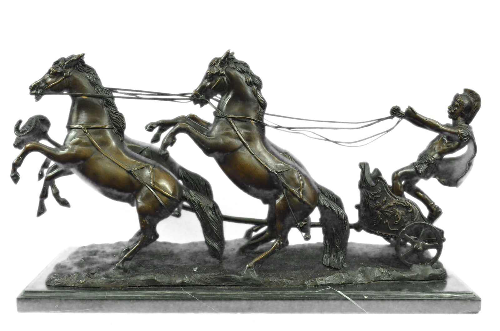 Real Bronze Sculpture Collector Edition Roman Chariot Collectible Statue Decor