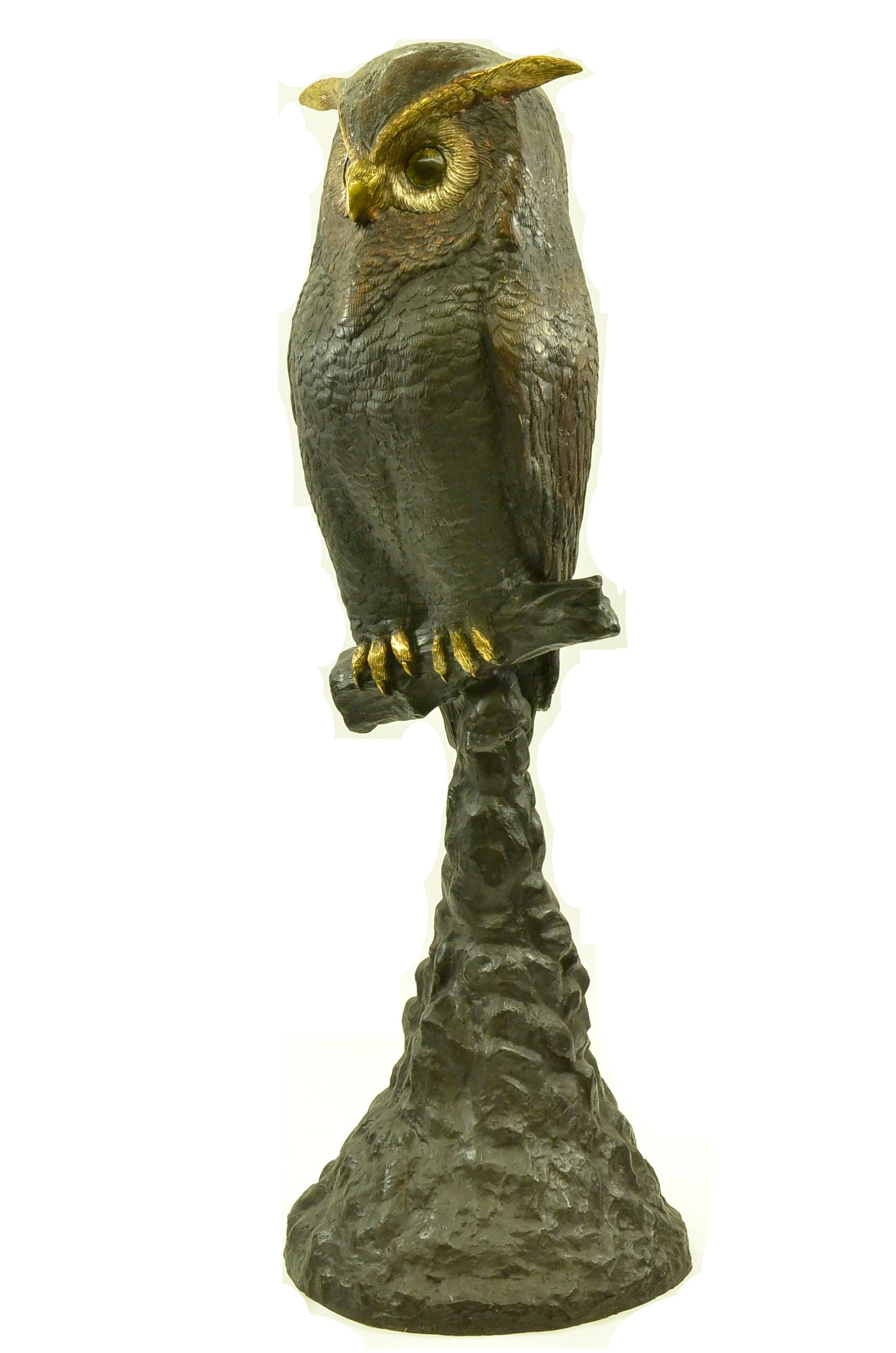 55"H Owl Lost Wax Bronze Sculpture by Nardini Extra Large Size Figurine Figure