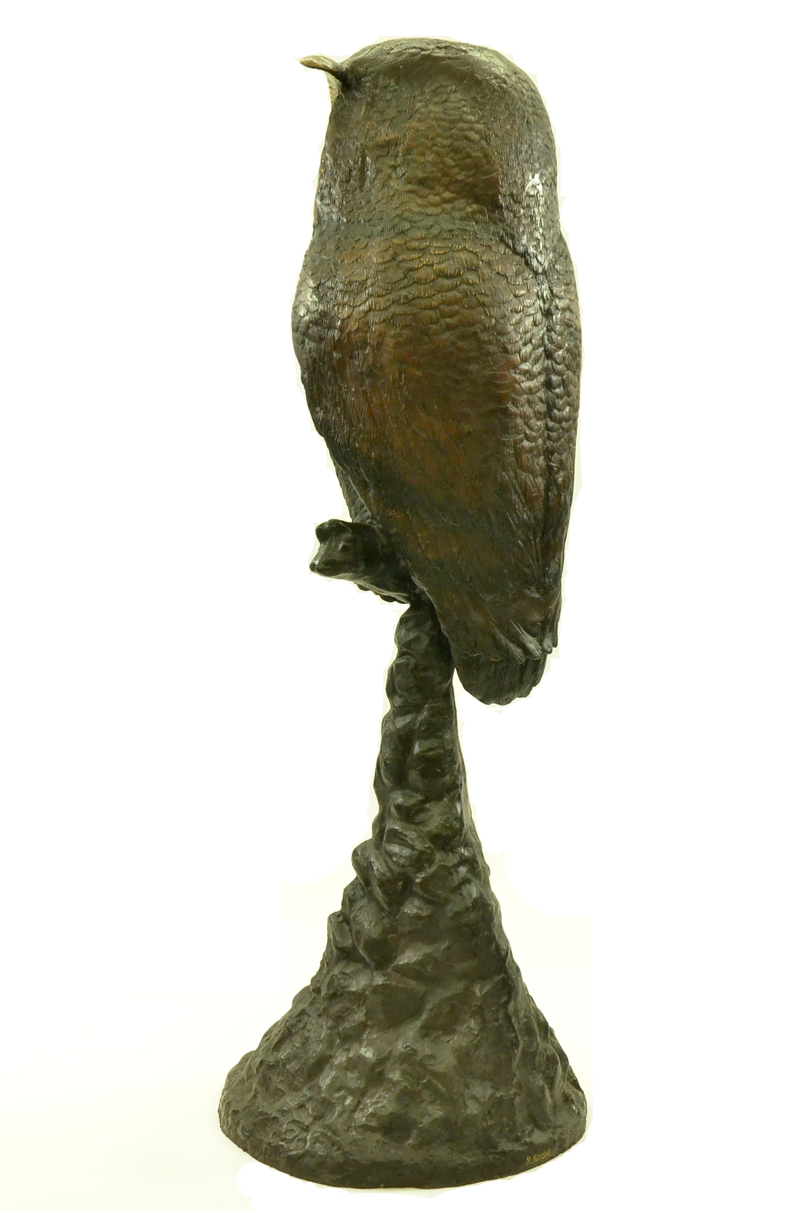 55"H Owl Lost Wax Bronze Sculpture by Nardini Extra Large Size Figurine Figure