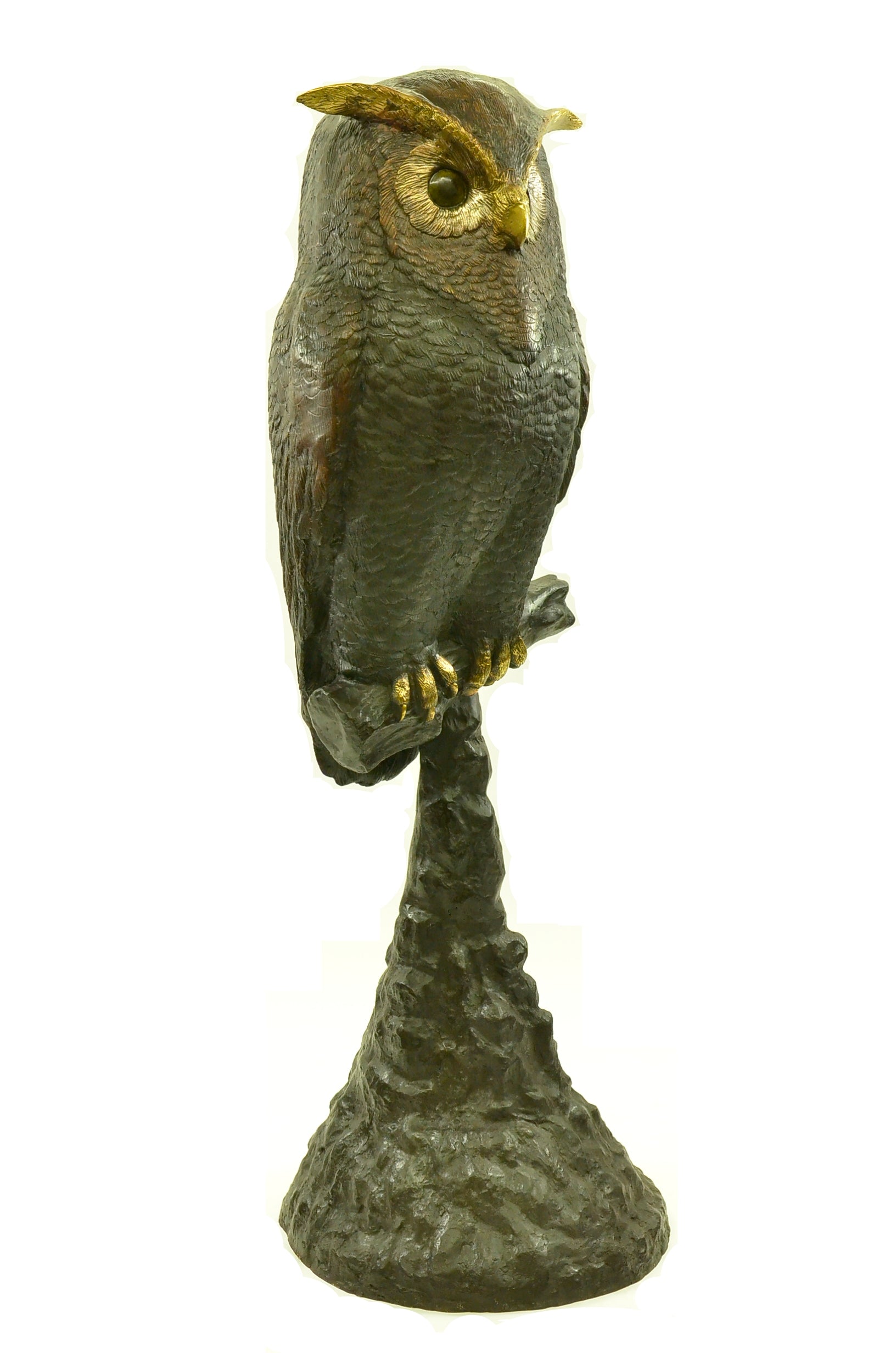 55"H Owl Lost Wax Bronze Sculpture by Nardini Extra Large Size Figurine Figure