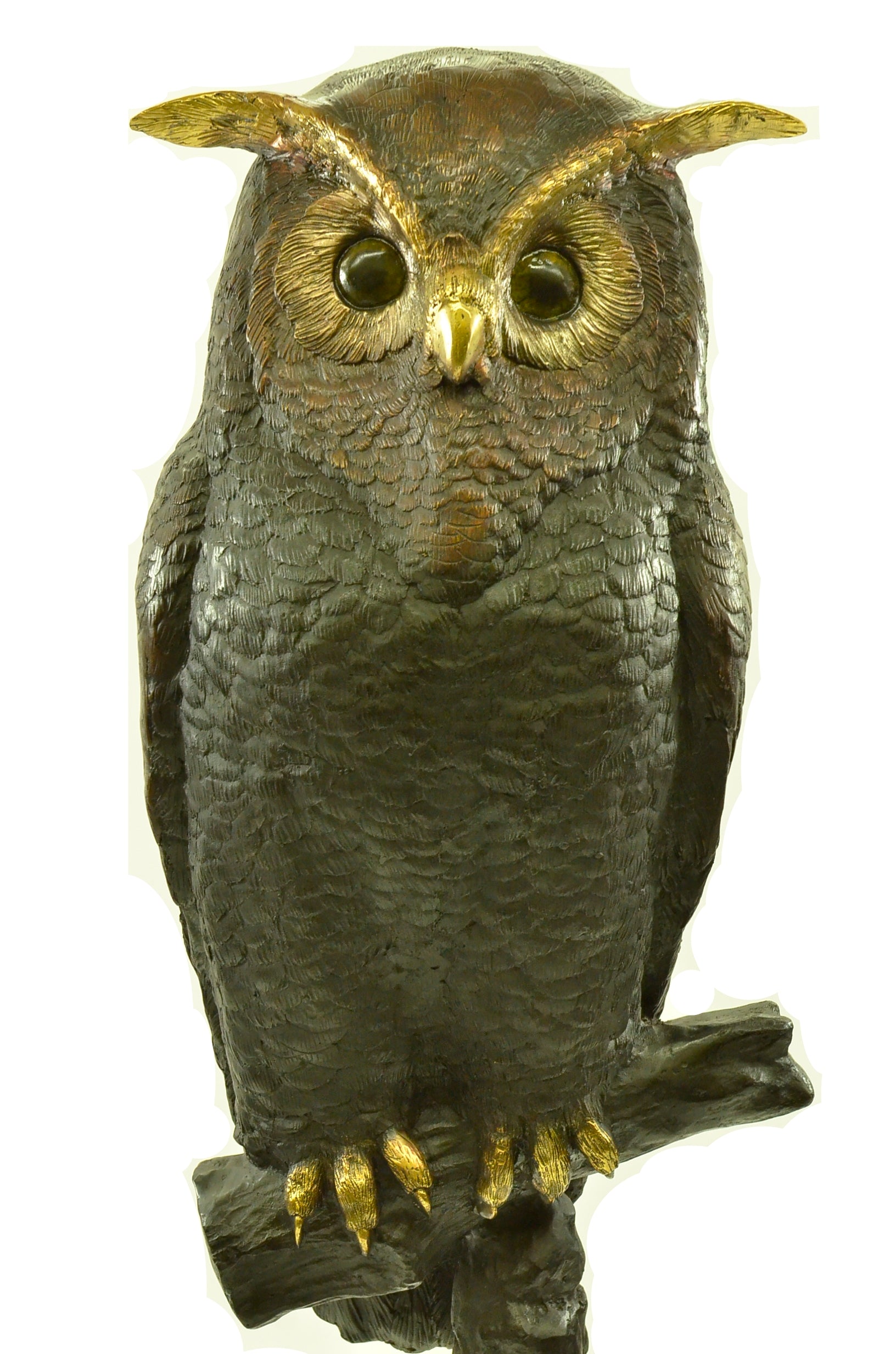 55"H Owl Lost Wax Bronze Sculpture by Nardini Extra Large Size Figurine Figure
