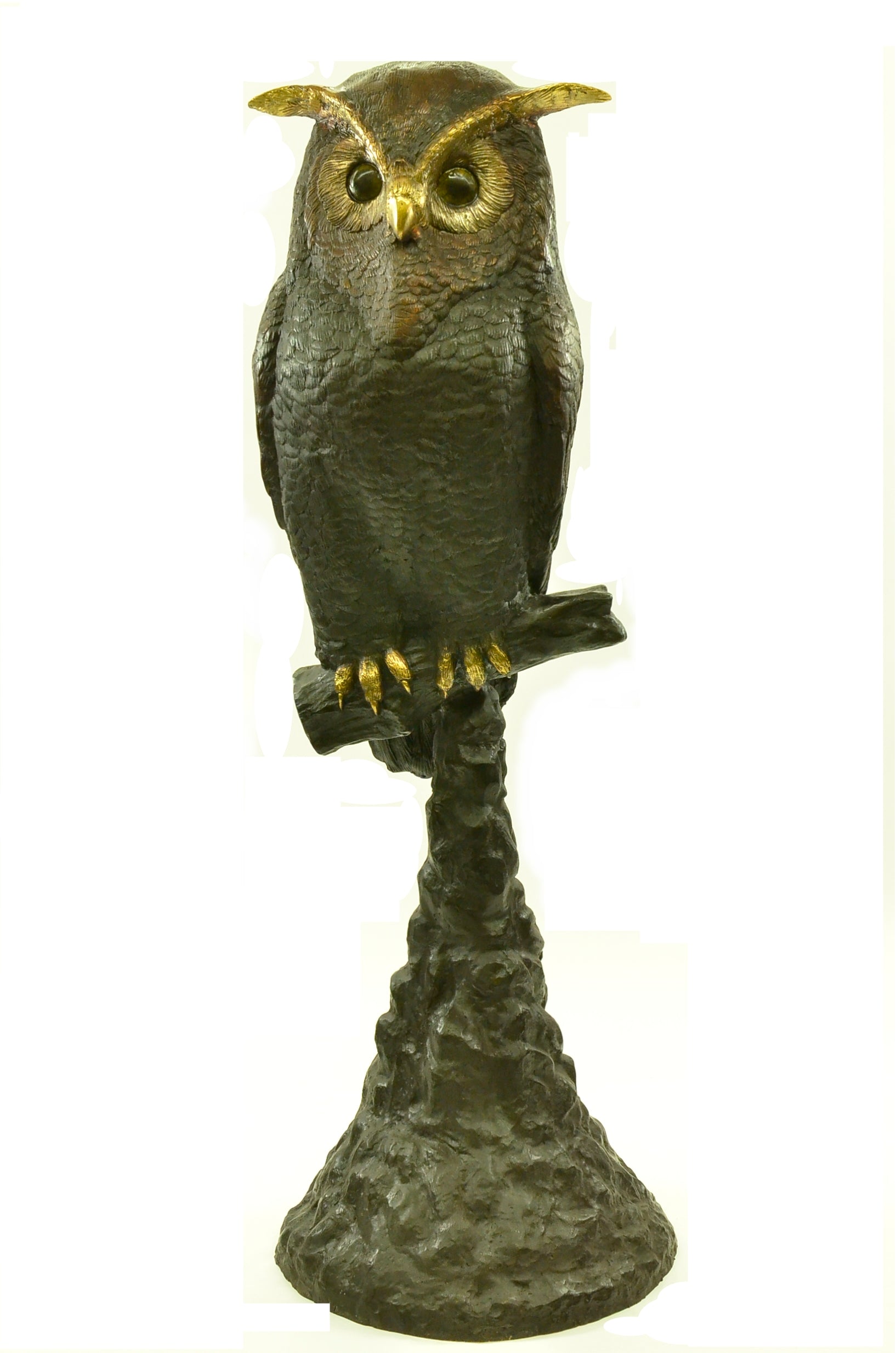 55"H Owl Lost Wax Bronze Sculpture by Nardini Extra Large Size Figurine Figure