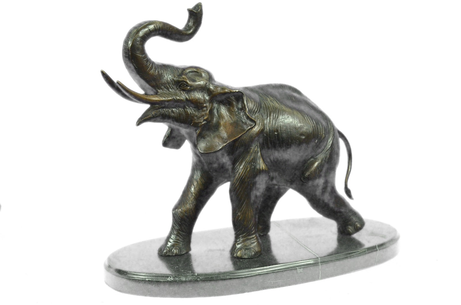 Art Deco Handcrafted Collectible Massive Elephant Bronze Sculpture Marble Statue