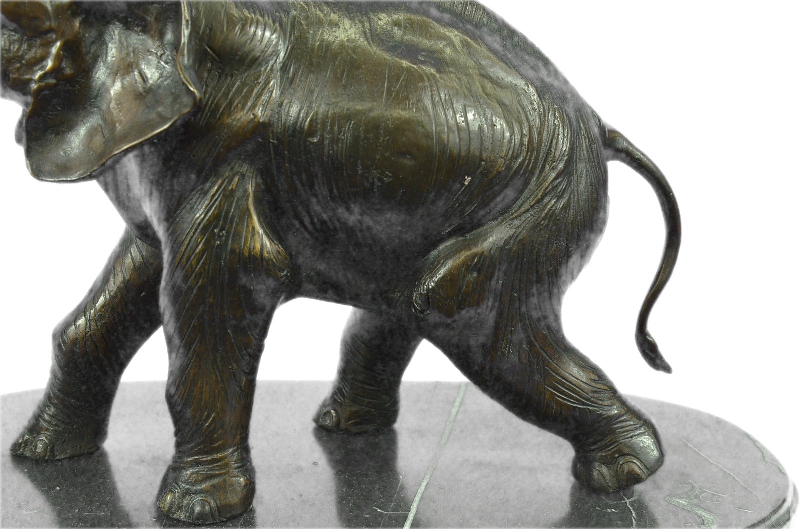 Art Deco Handcrafted Collectible Massive Elephant Bronze Sculpture Marble Statue