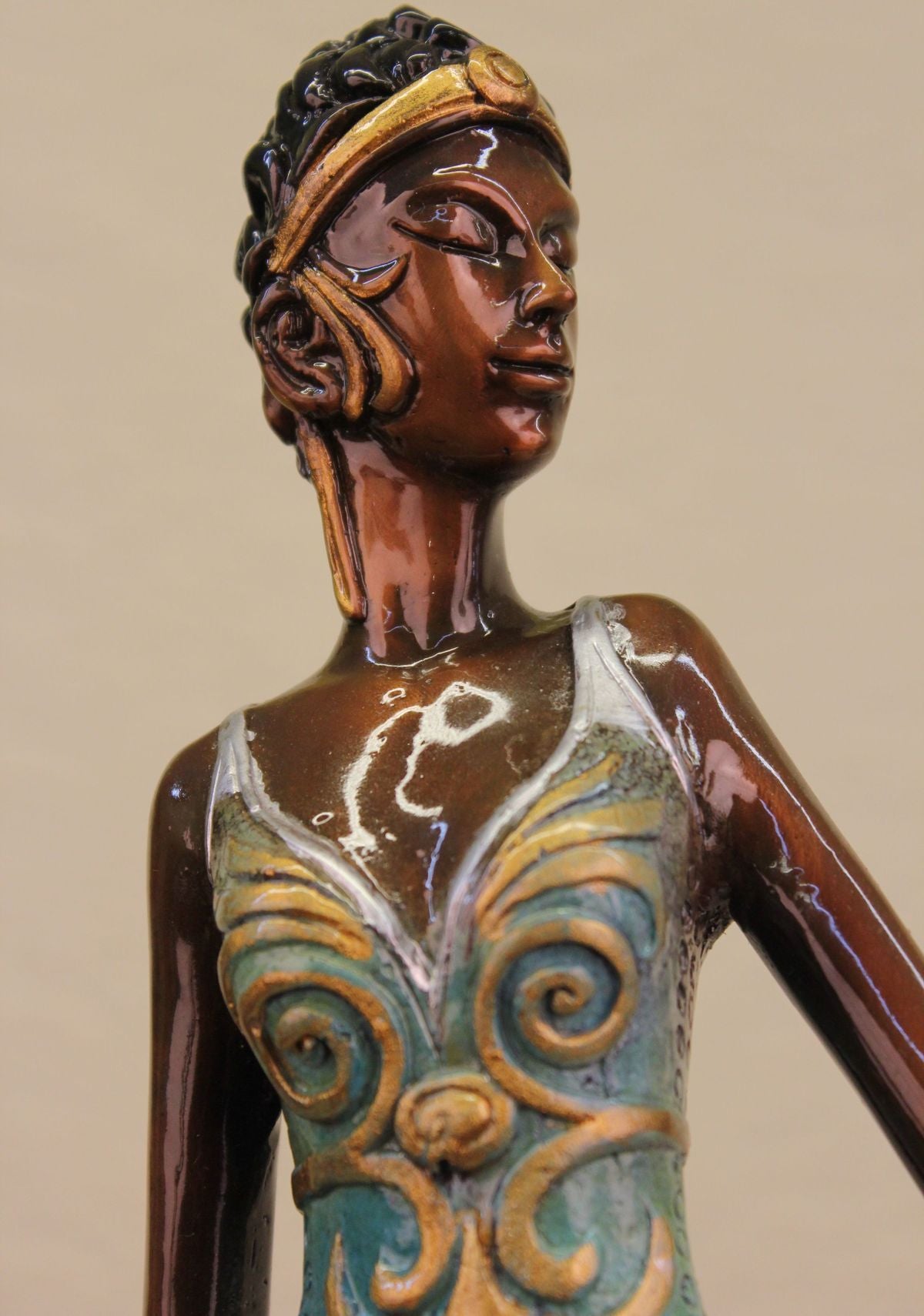 Close Out Bronze Marble Base Portrait Bust Woman Girl Art Nouveau Figurine