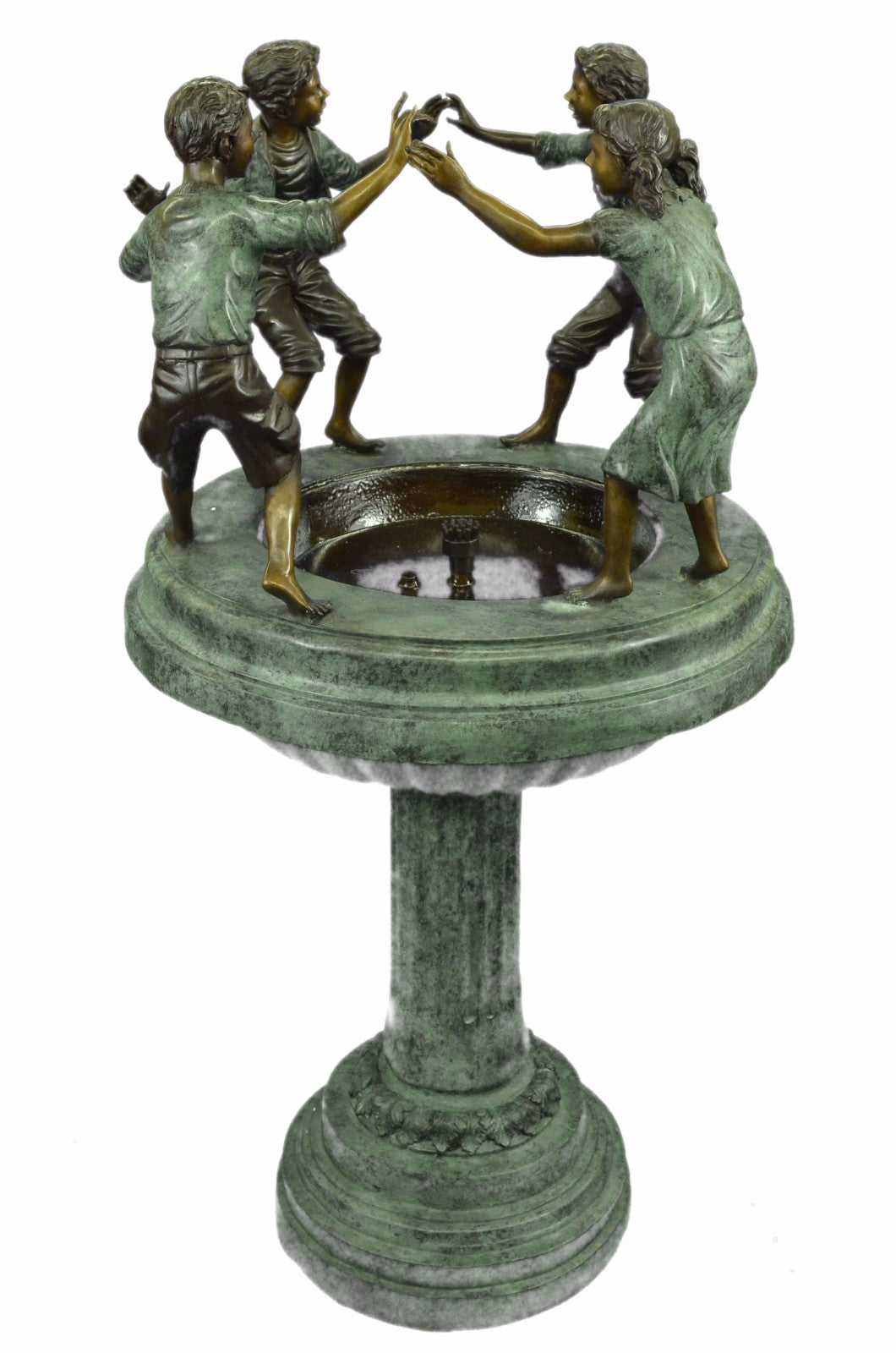 Art Deco Hot Cast 4 Kid playing Bronze Fountain Museum Quality Artwork
