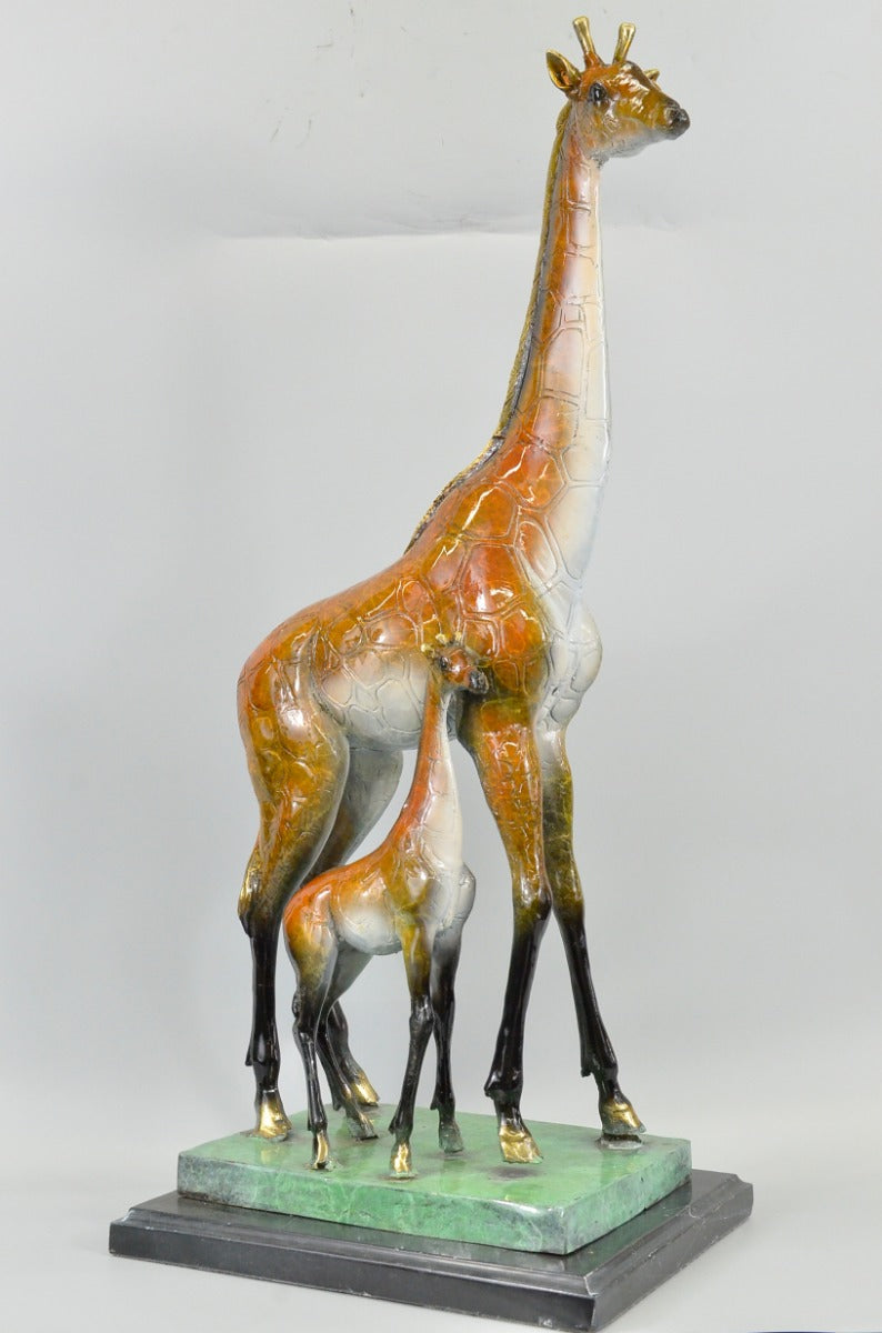 Bronze Giraffe Sculpture Art Decor Marble Base Figurine Statue Limited Edition