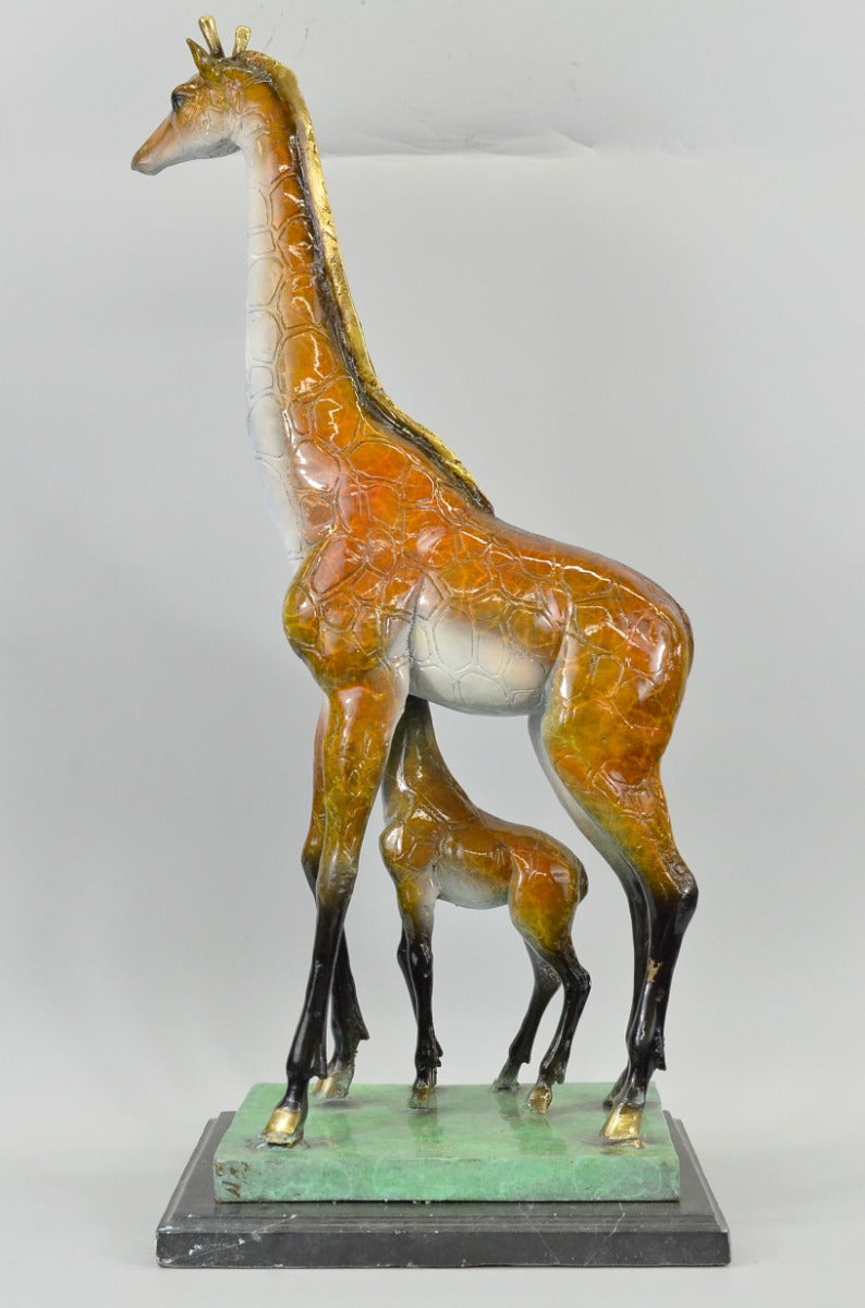 Bronze Giraffe Sculpture Art Decor Marble Base Figurine Statue Limited Edition